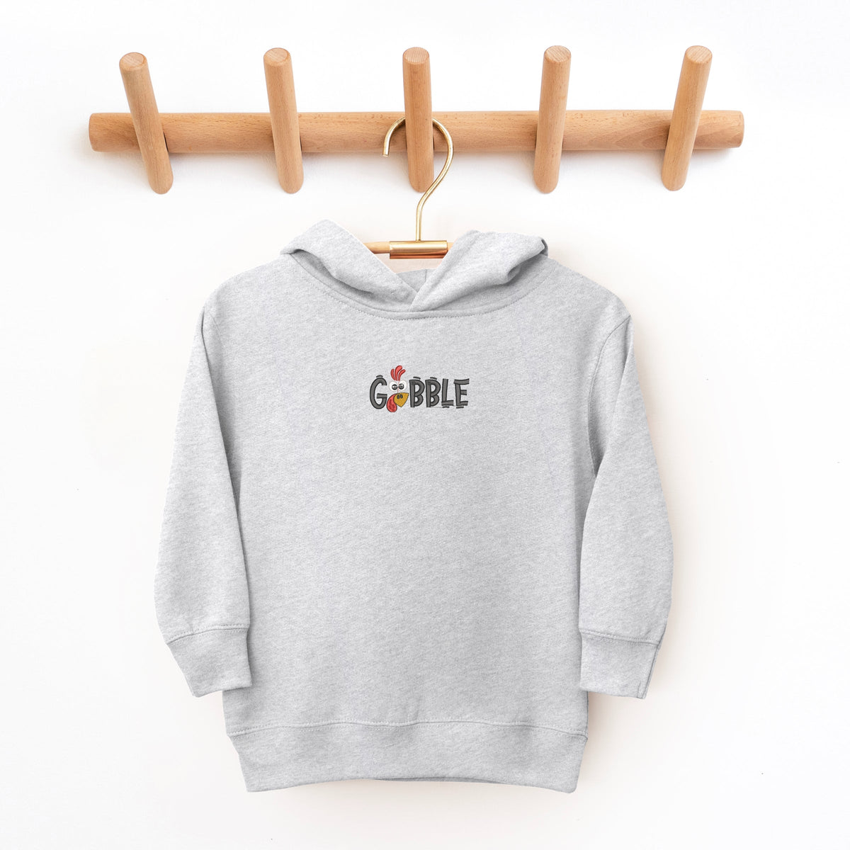 Embroidered Gobble Turkey Face - Toddler Hoodie