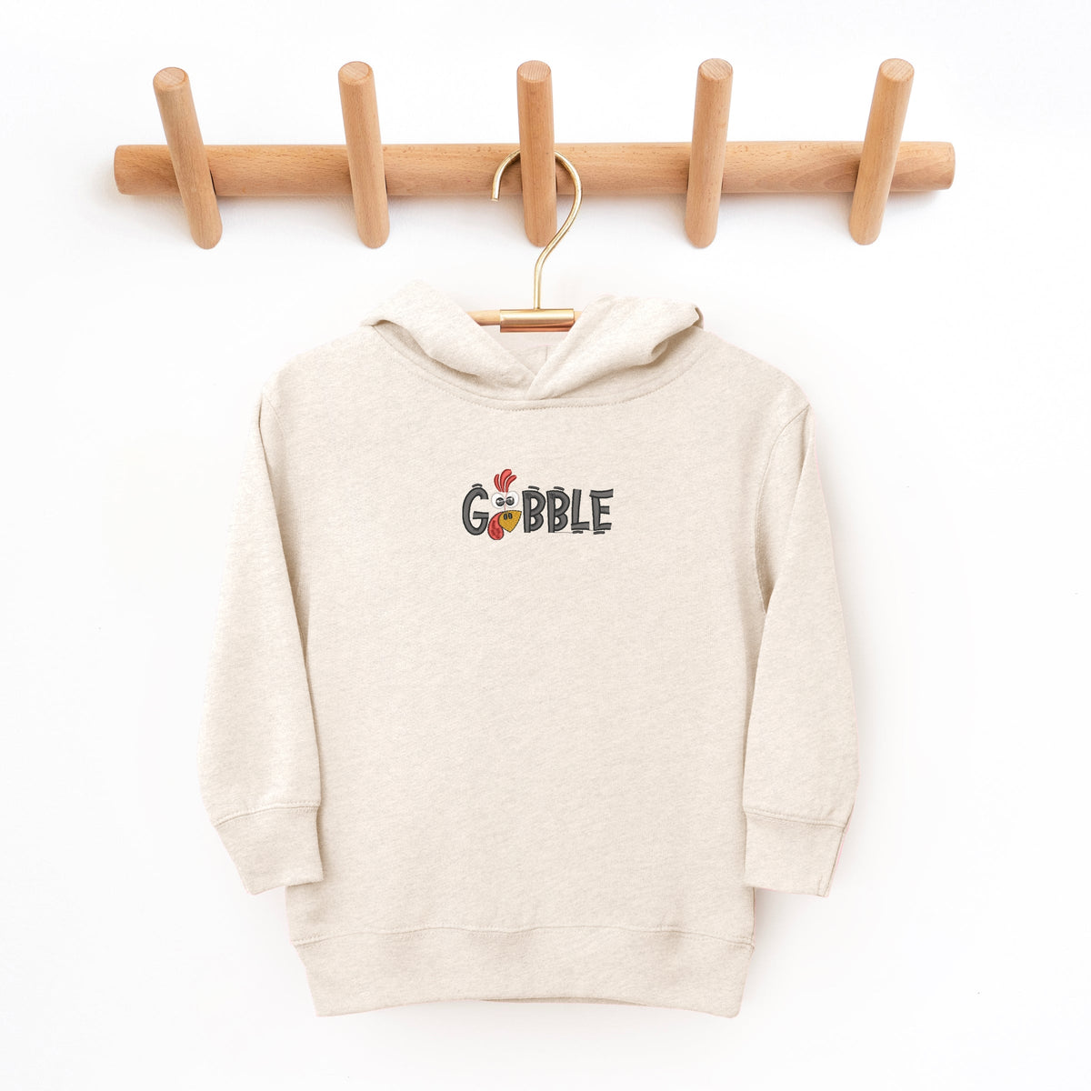 Embroidered Gobble Turkey Face - Toddler Hoodie