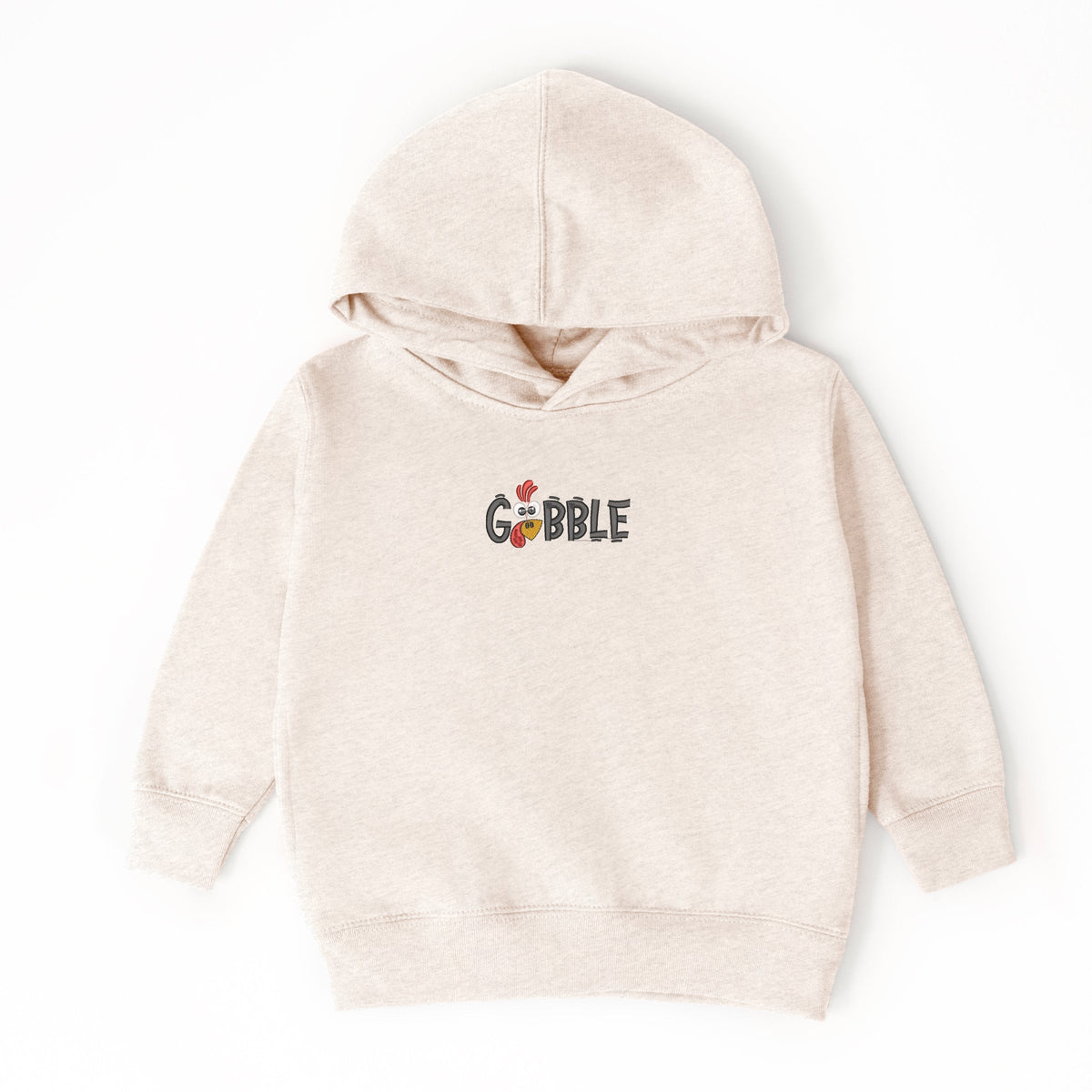 Embroidered Gobble Turkey Face - Toddler Hoodie