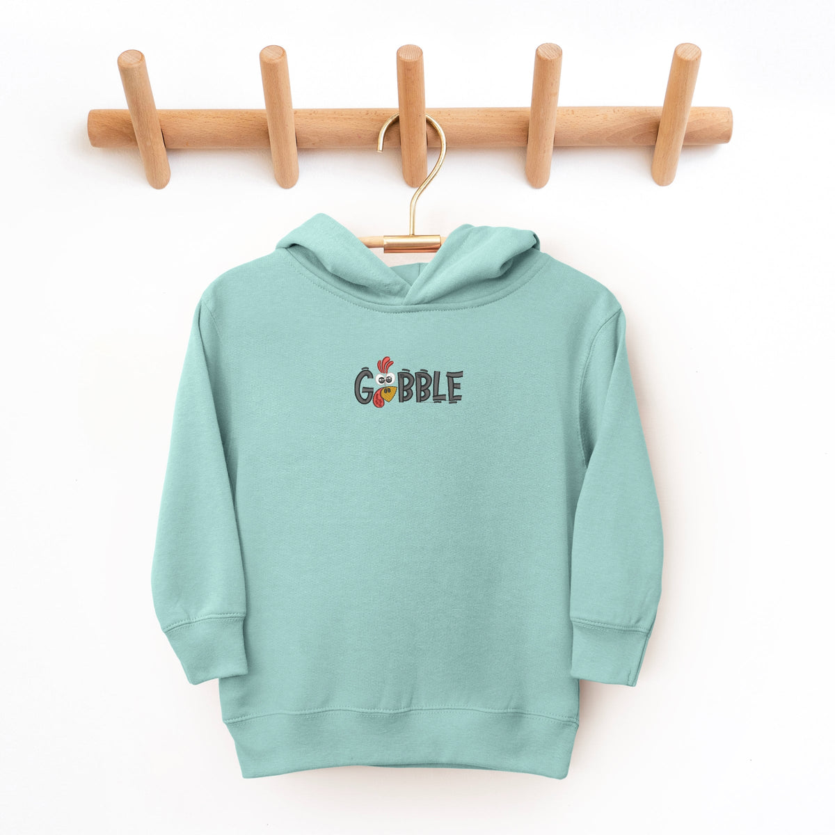 Embroidered Gobble Turkey Face - Toddler Hoodie