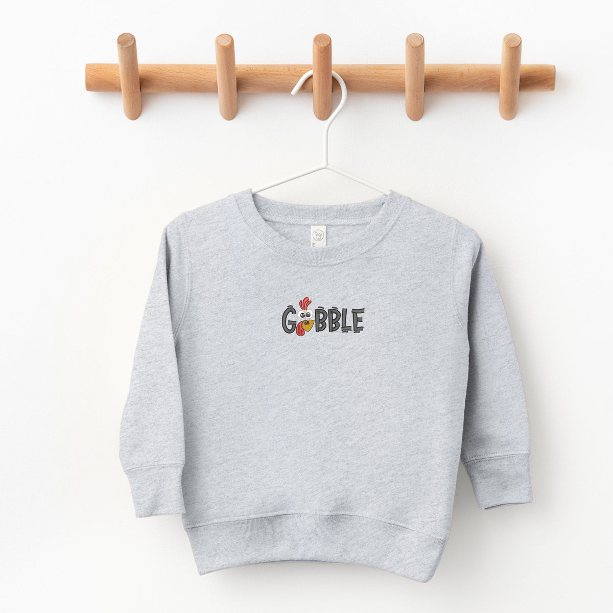 Embroidered Gobble Turkey Face - Toddler Graphic Sweatshirt