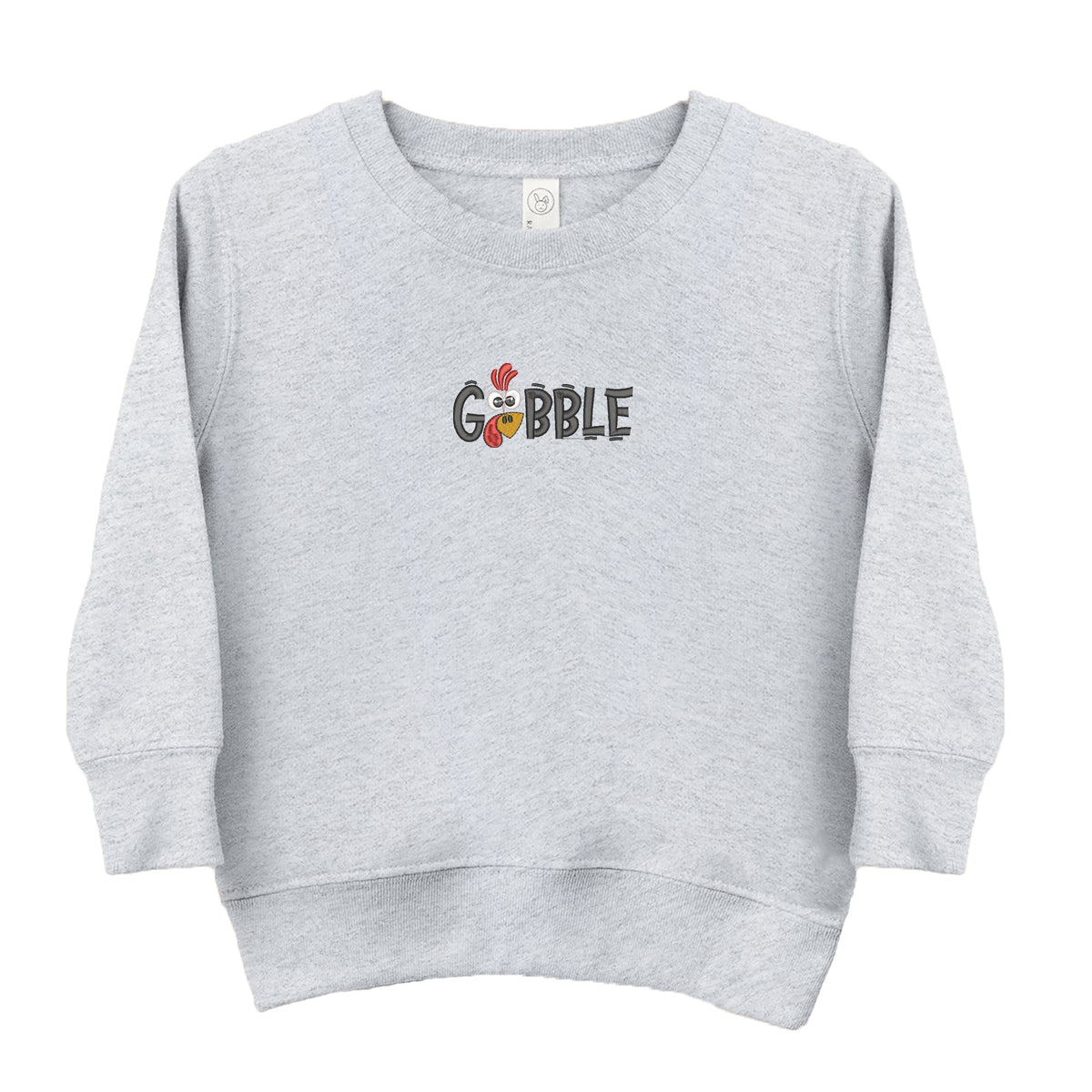 Embroidered Gobble Turkey Face - Toddler Graphic Sweatshirt