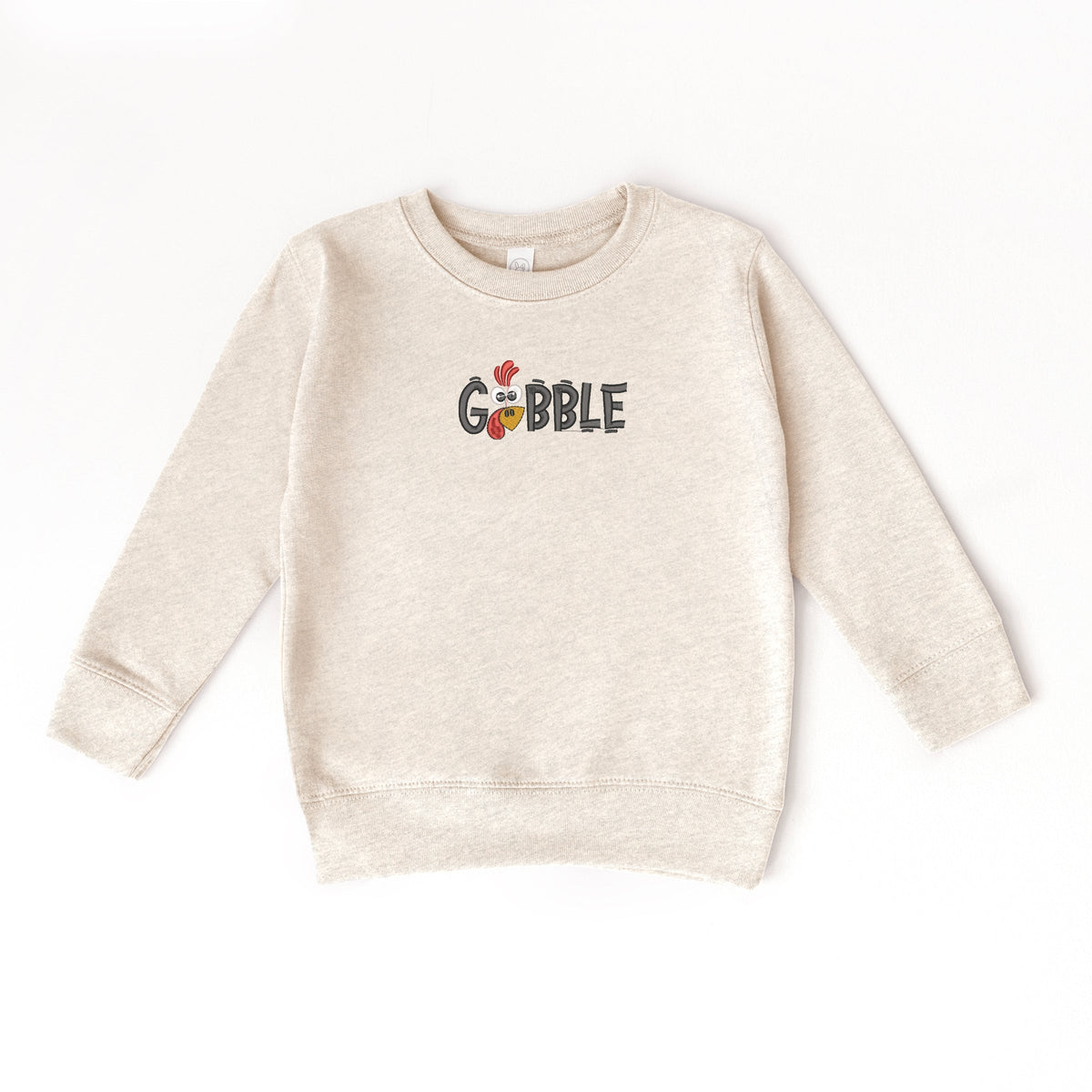Embroidered Gobble Turkey Face - Toddler Graphic Sweatshirt