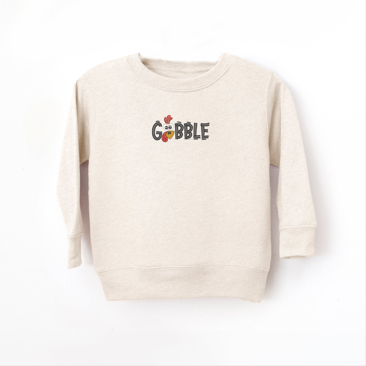Embroidered Gobble Turkey Face - Toddler Graphic Sweatshirt