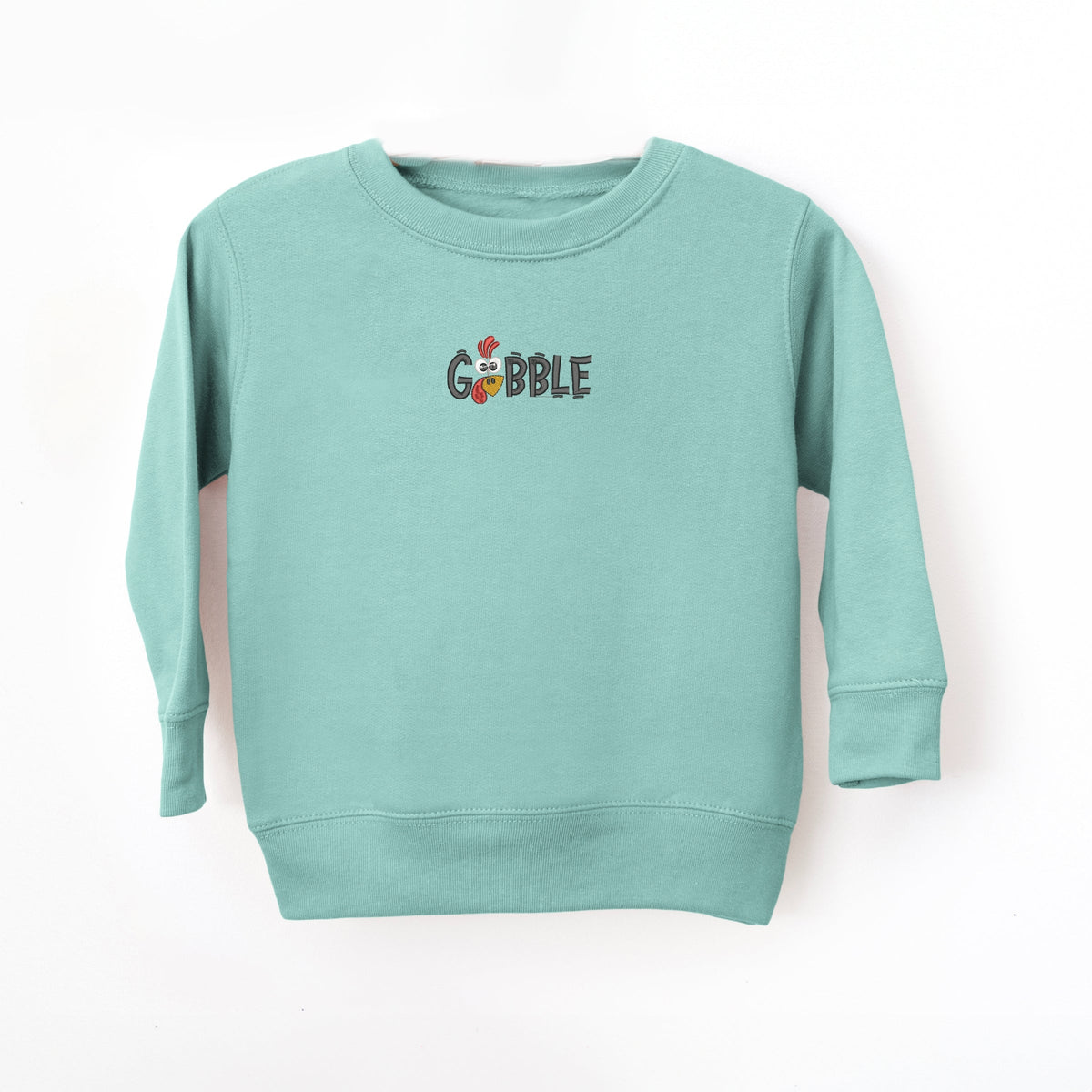 Embroidered Gobble Turkey Face - Toddler Graphic Sweatshirt