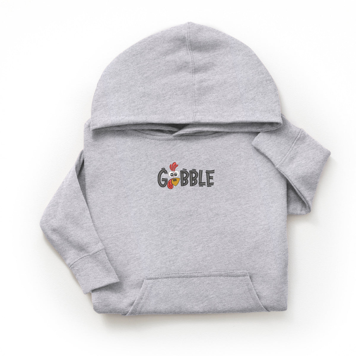Embroidered Gobble Turkey Face - Youth Graphic Hoodie