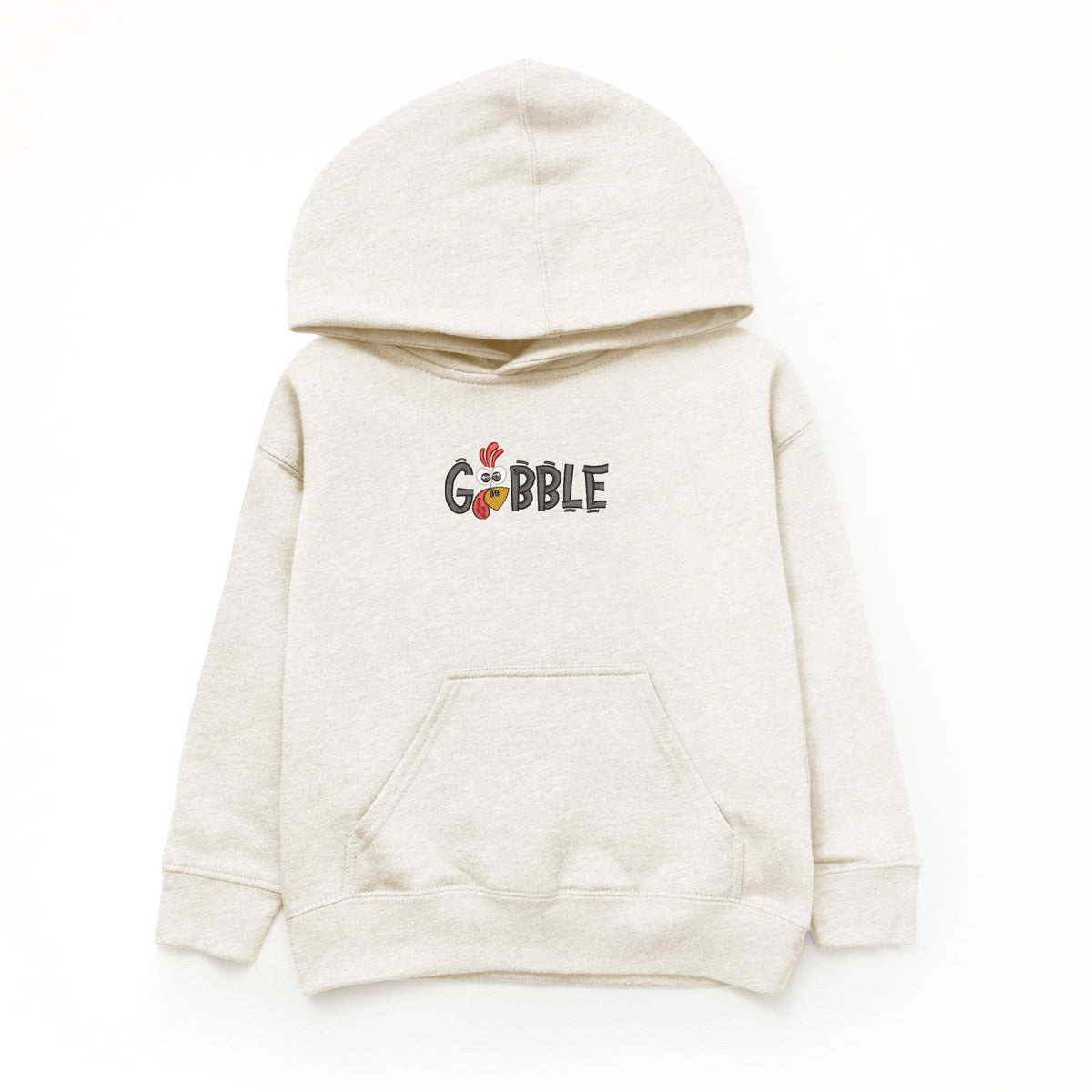 Embroidered Gobble Turkey Face - Youth Graphic Hoodie