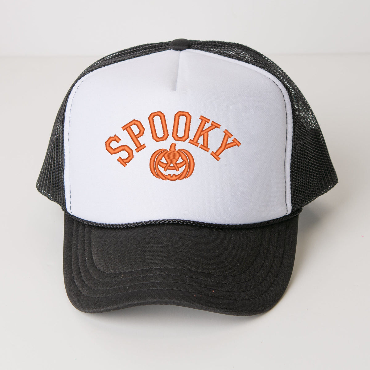 Embroidered Spooky Pumpkin - Youth Graphic Foam Trucker Hat