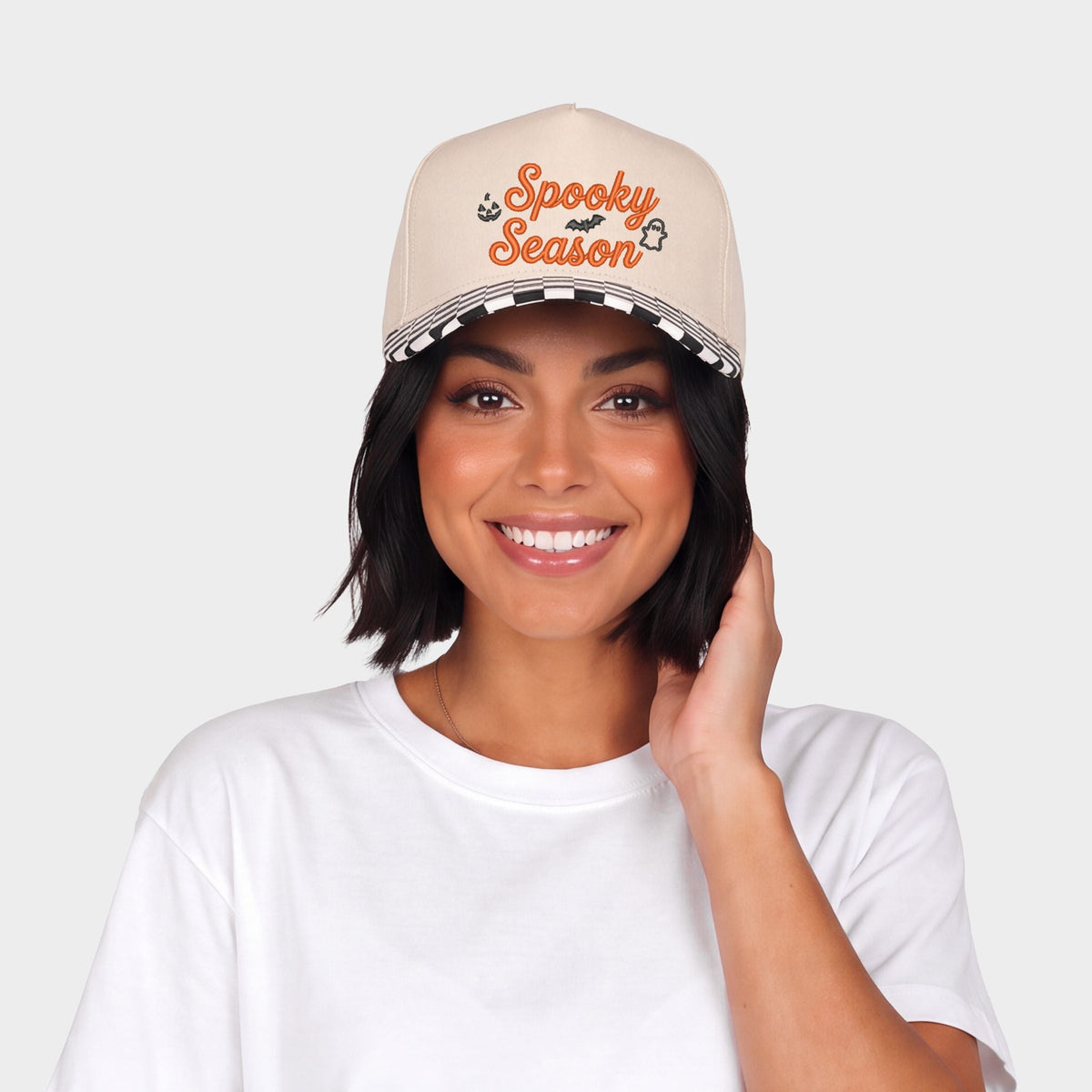 Embroidered Spooky Season Icons - Women's Canvas Trucker Hat
