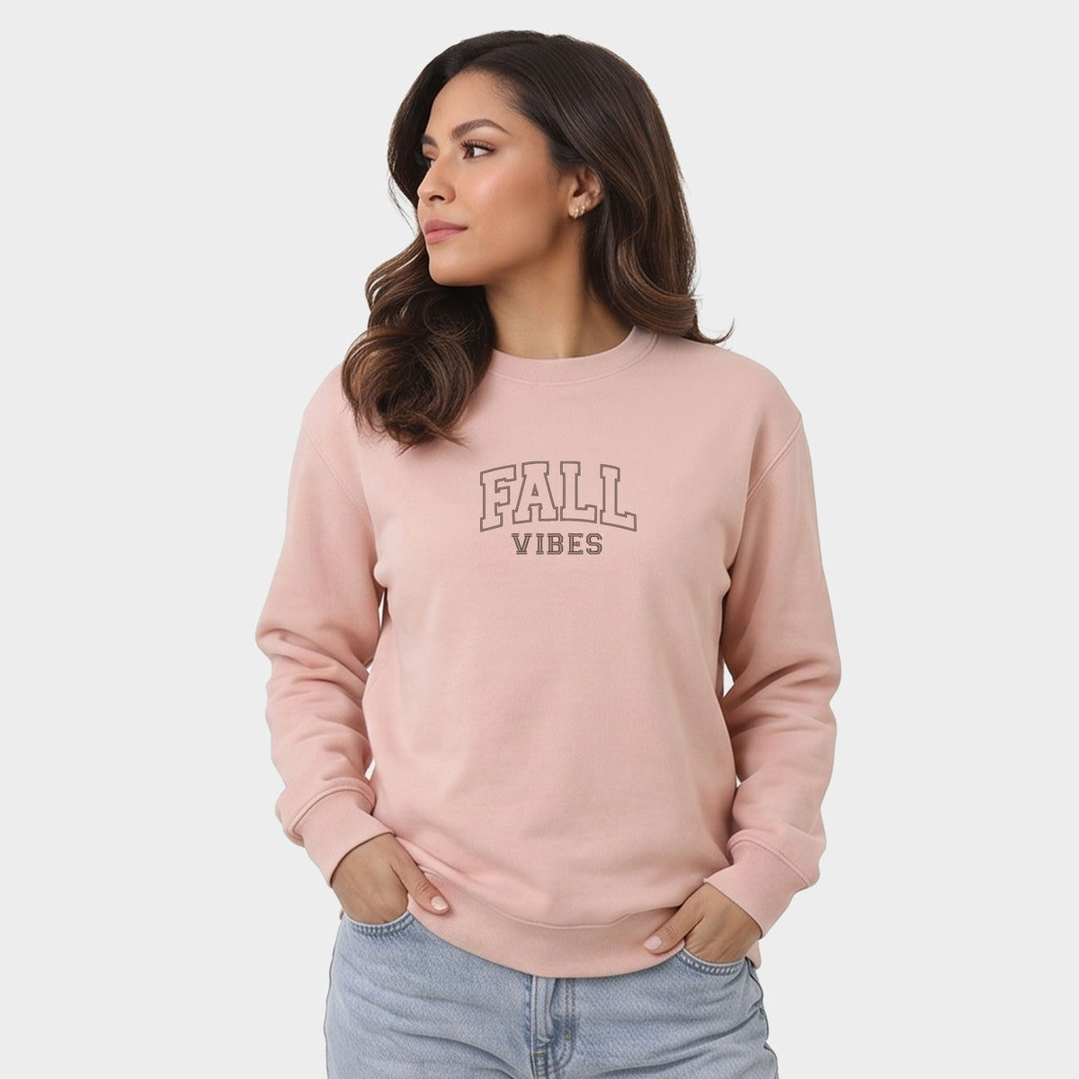 Embroidered Fall Vibes Outline - Women's Graphic Sweatshirt