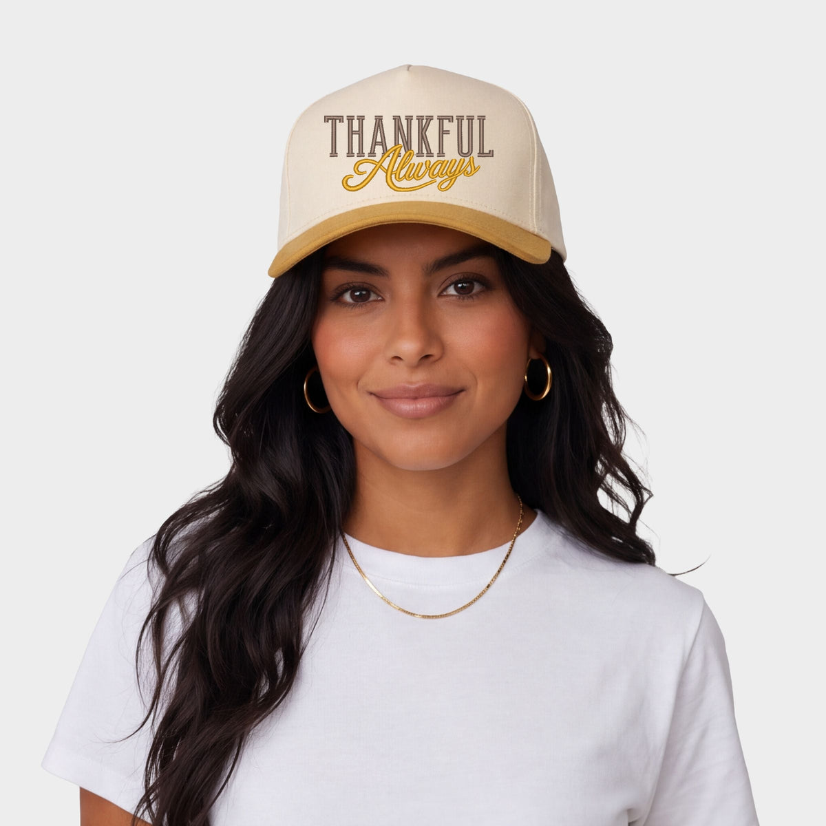 Embroidered Thankful Always - Women's Canvas Trucker Hat