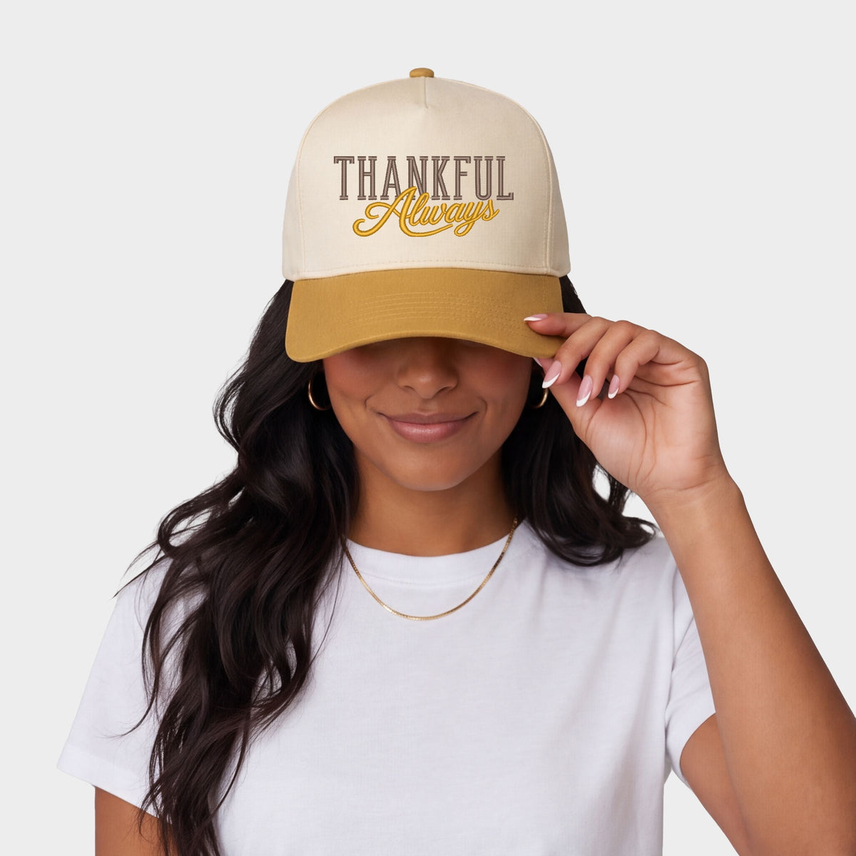Embroidered Thankful Always - Women's Canvas Trucker Hat