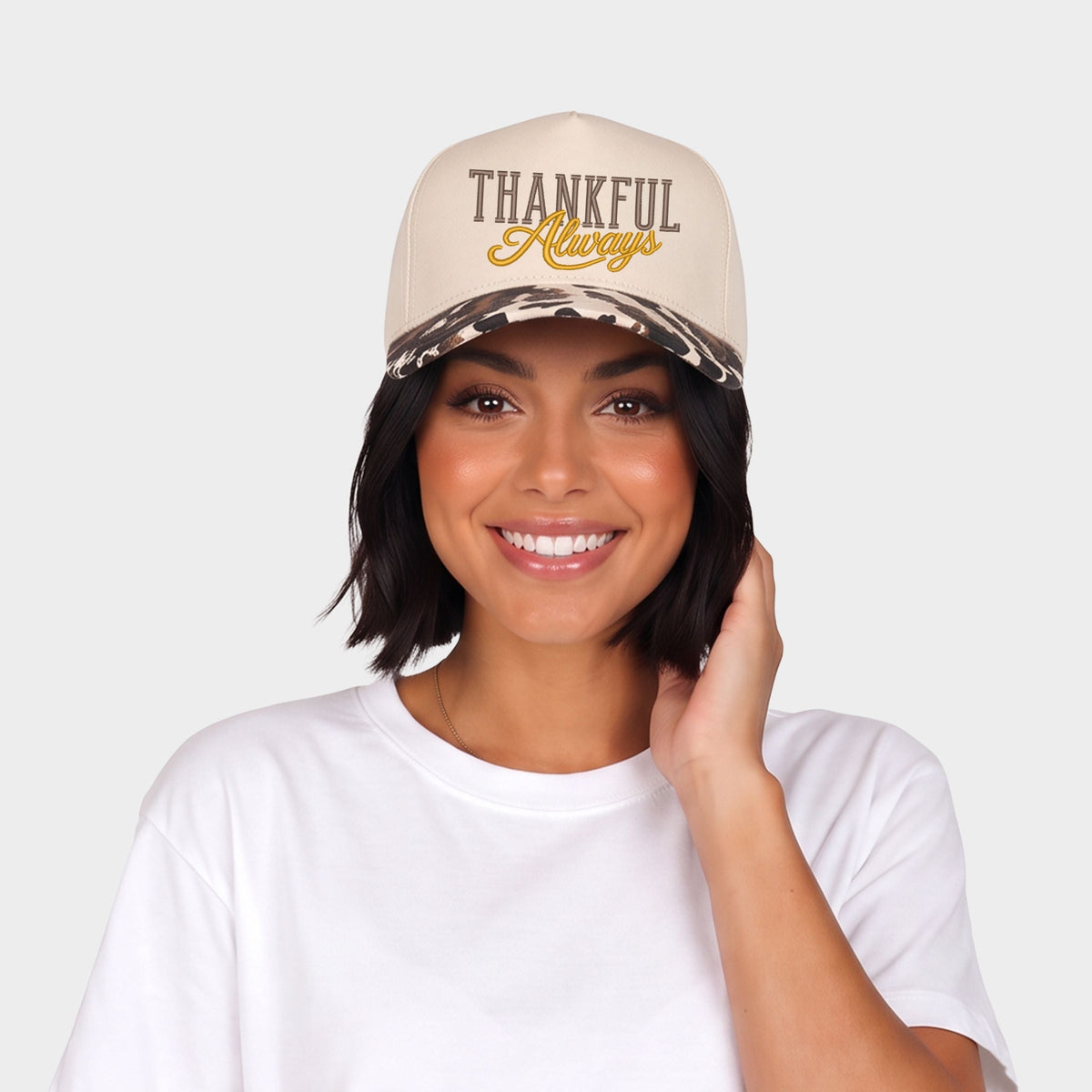Embroidered Thankful Always - Women's Canvas Trucker Hat