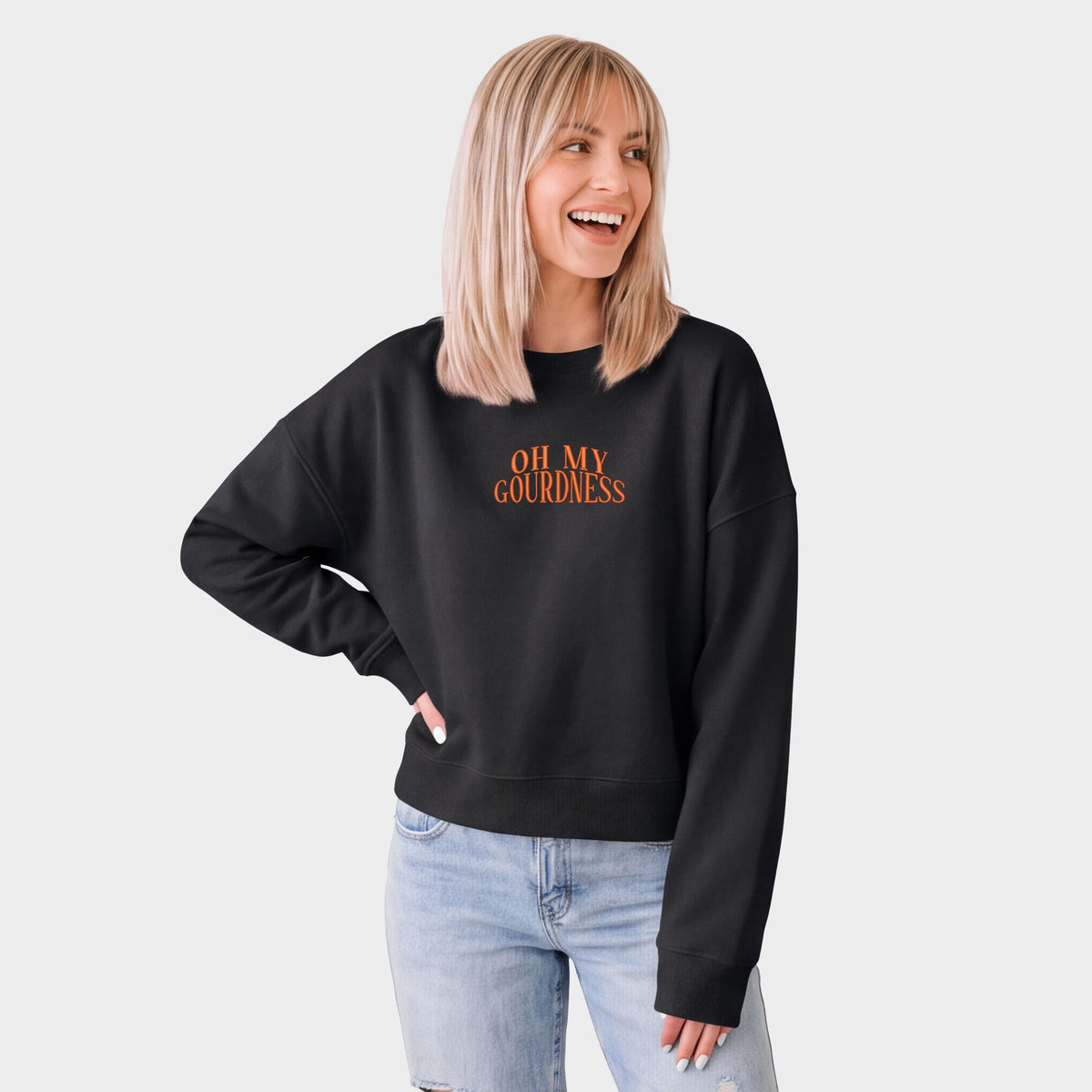 Embroidered Oh My Gourdness - Women's Cropped Sweatshirt
