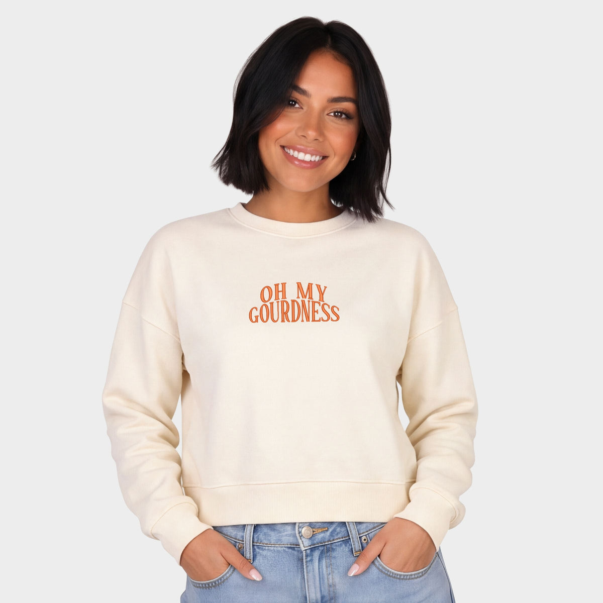 Embroidered Oh My Gourdness - Women's Cropped Sweatshirt