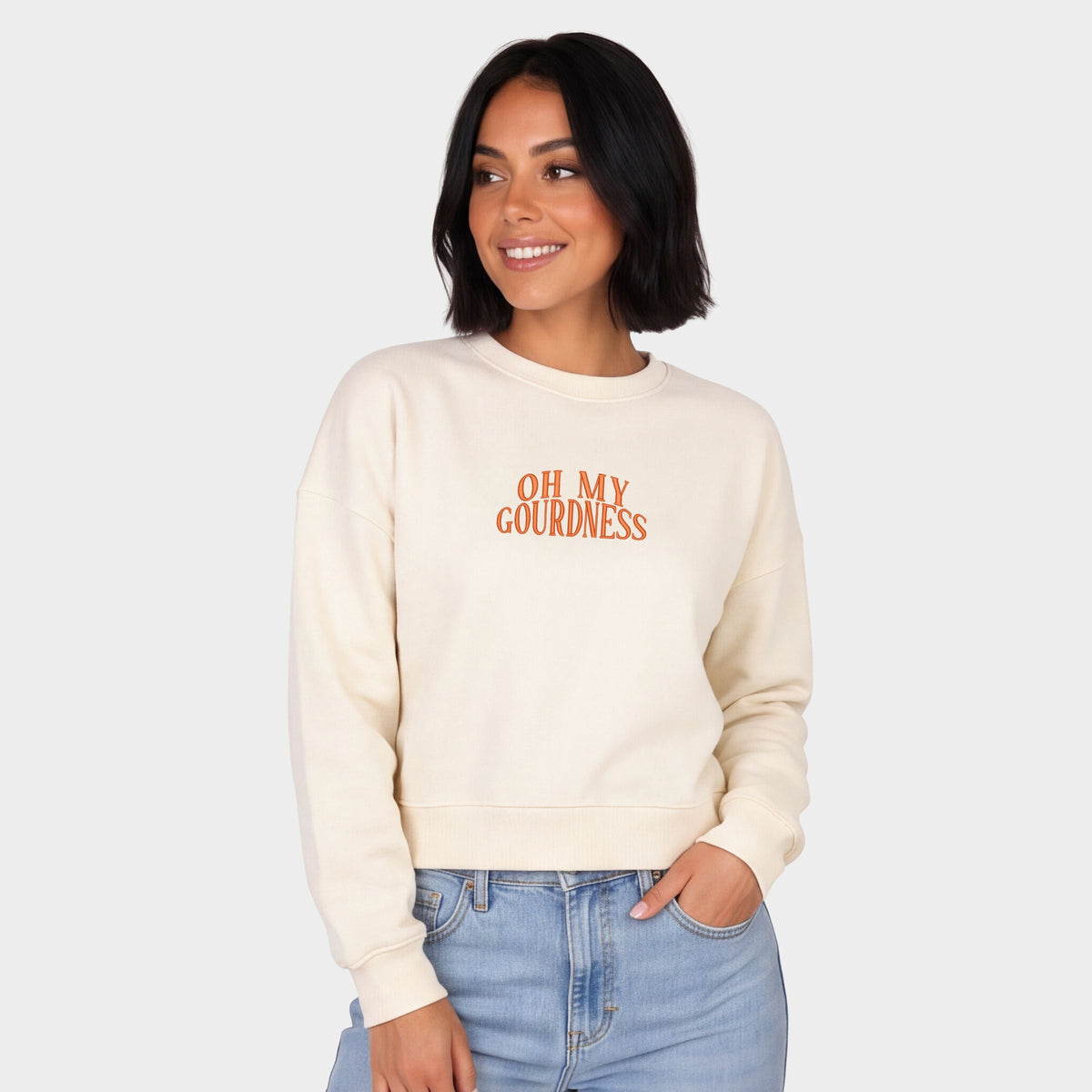 Embroidered Oh My Gourdness - Women's Cropped Sweatshirt