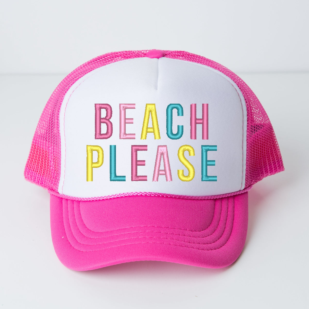 Embroidered Beach Please - Women's Graphic Foam Trucker Hat