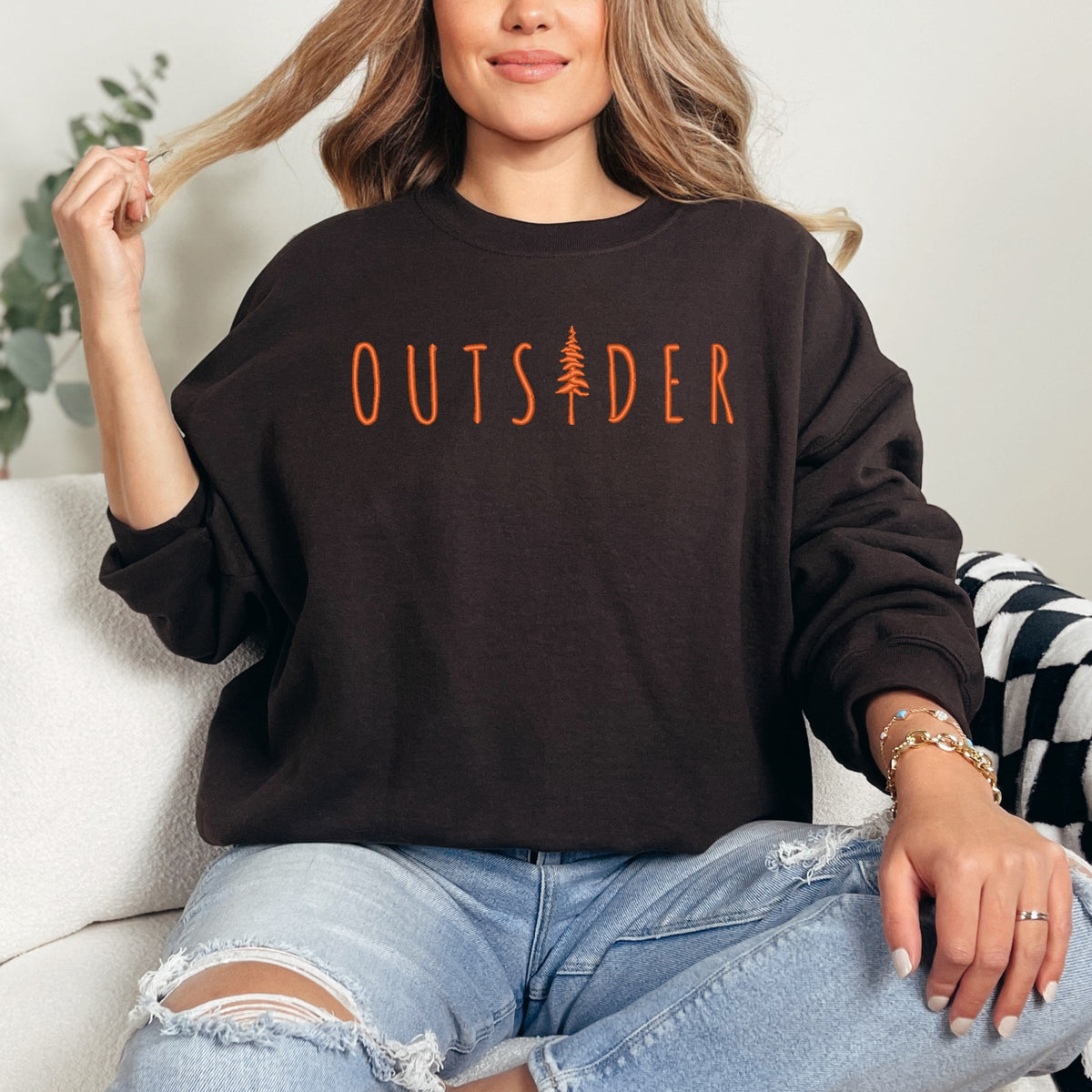 Embroidered Outsider Tree - Women's Graphic Sweatshirt