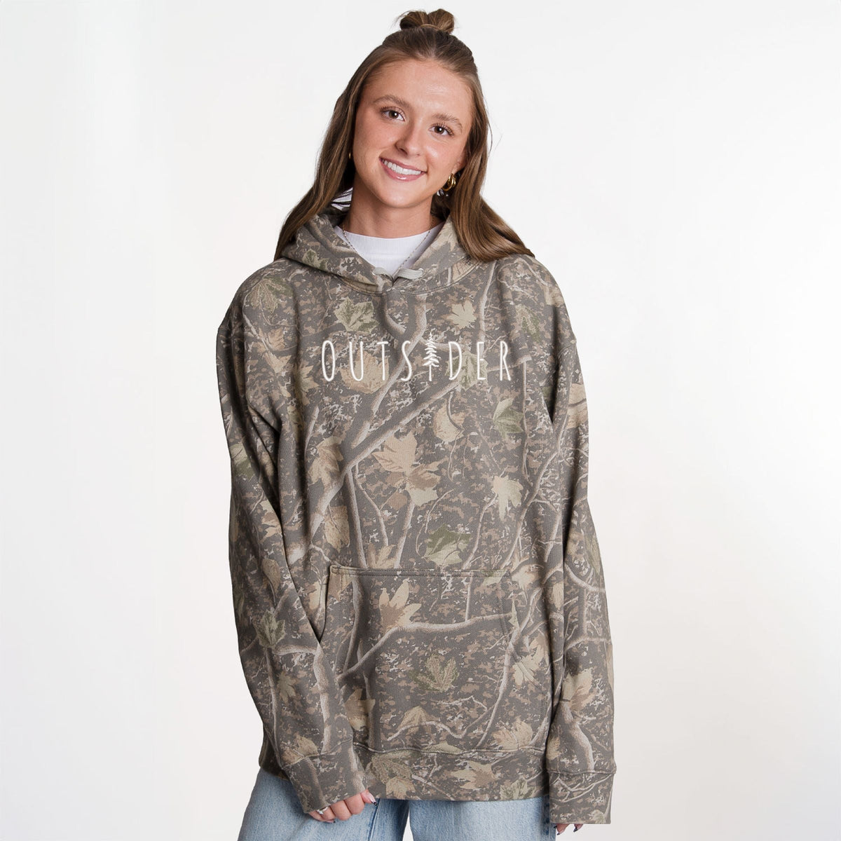 Embroidered Outsider Tree - Camo Hoodie
