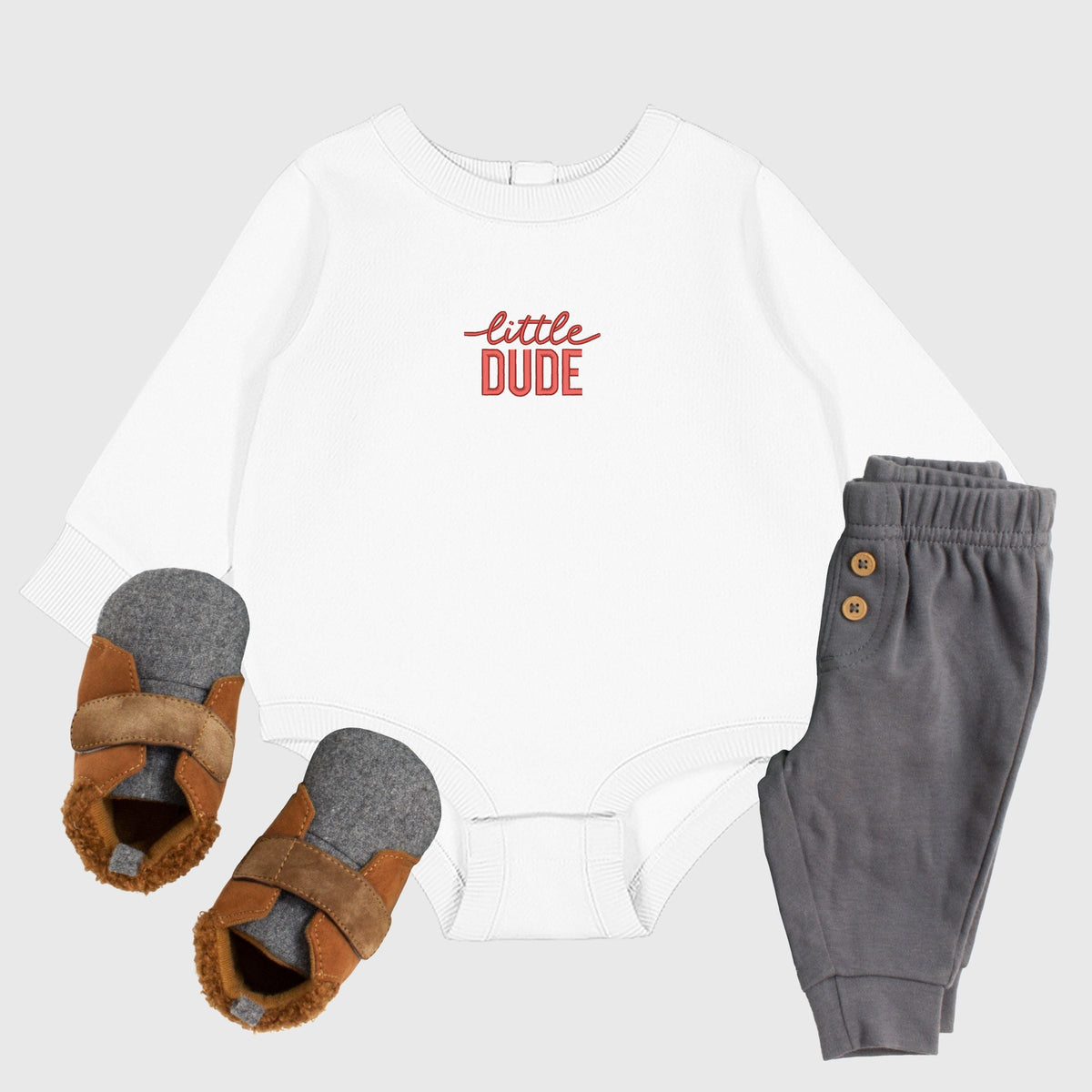 Embroidered Little Dude - Infant Fleece BodySuit