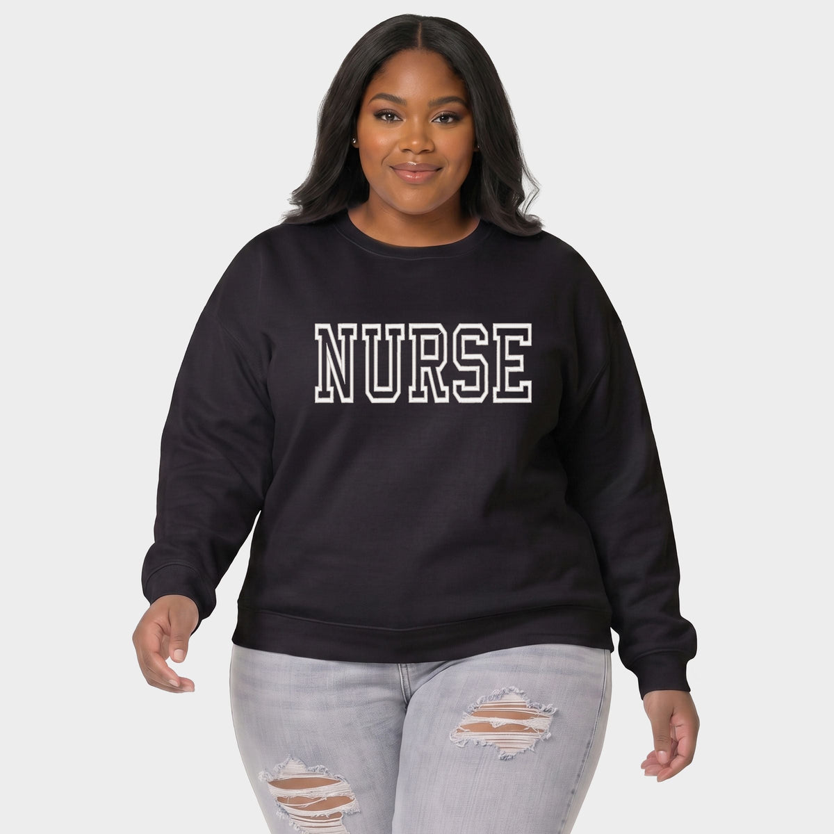 Embroidered Nurse Outline - Women's Plus Sweatshirt