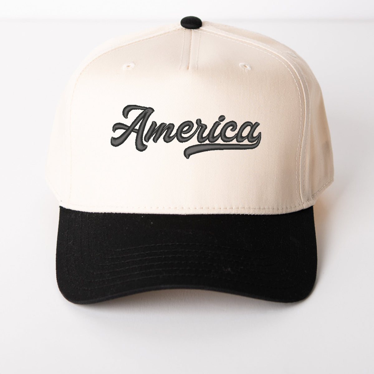 3D Puff Embroidered Retro America - Women's Canvas Trucker Hat