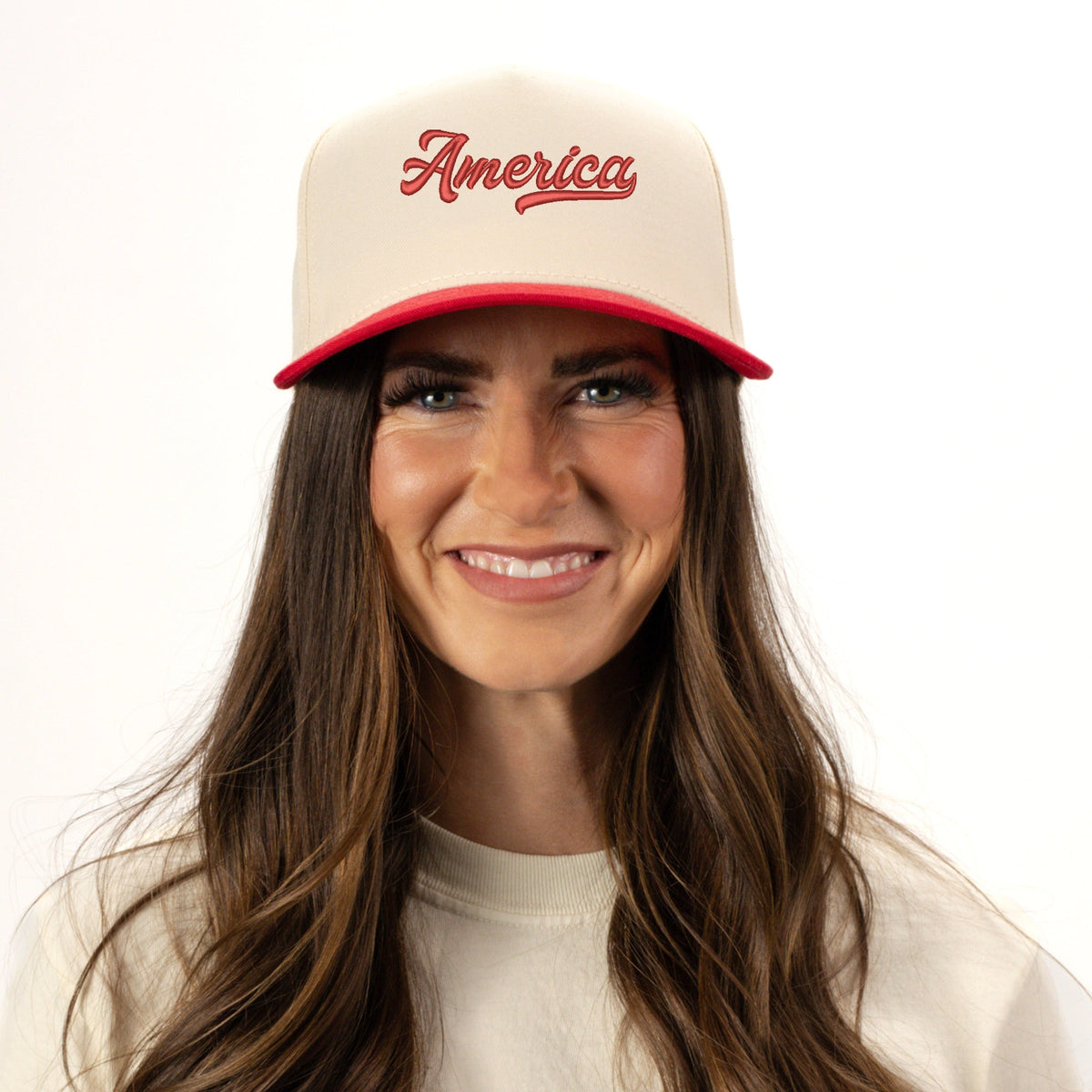 3D Puff Embroidered Retro America - Women's Canvas Trucker Hat