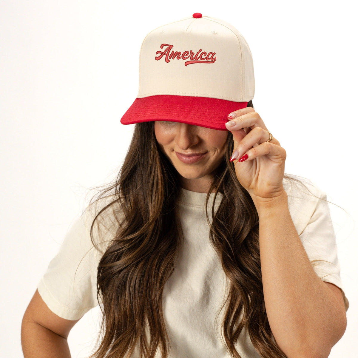 3D Puff Embroidered Retro America - Women's Canvas Trucker Hat