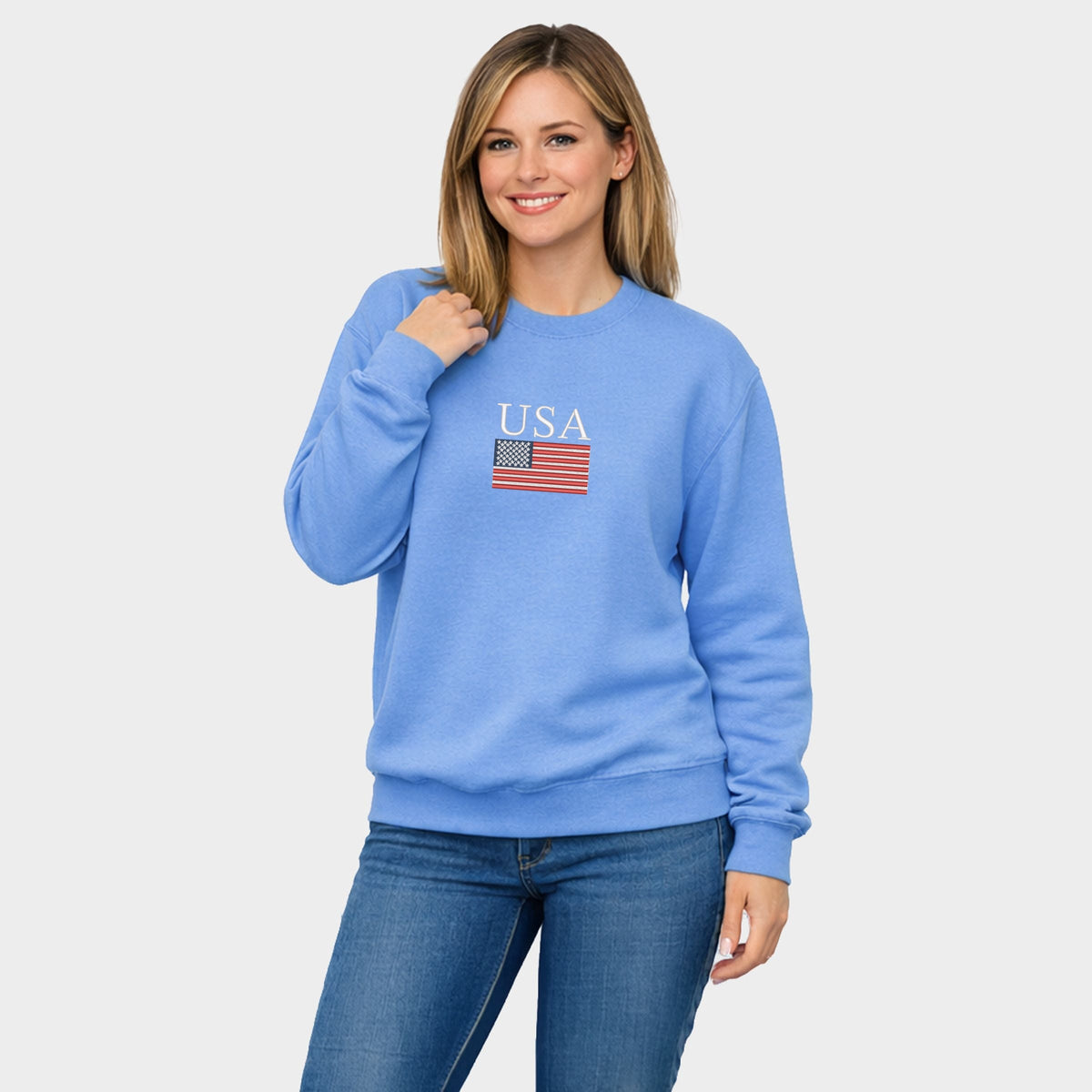 Embroidered USA Flag - Women's Graphic Sweatshirt