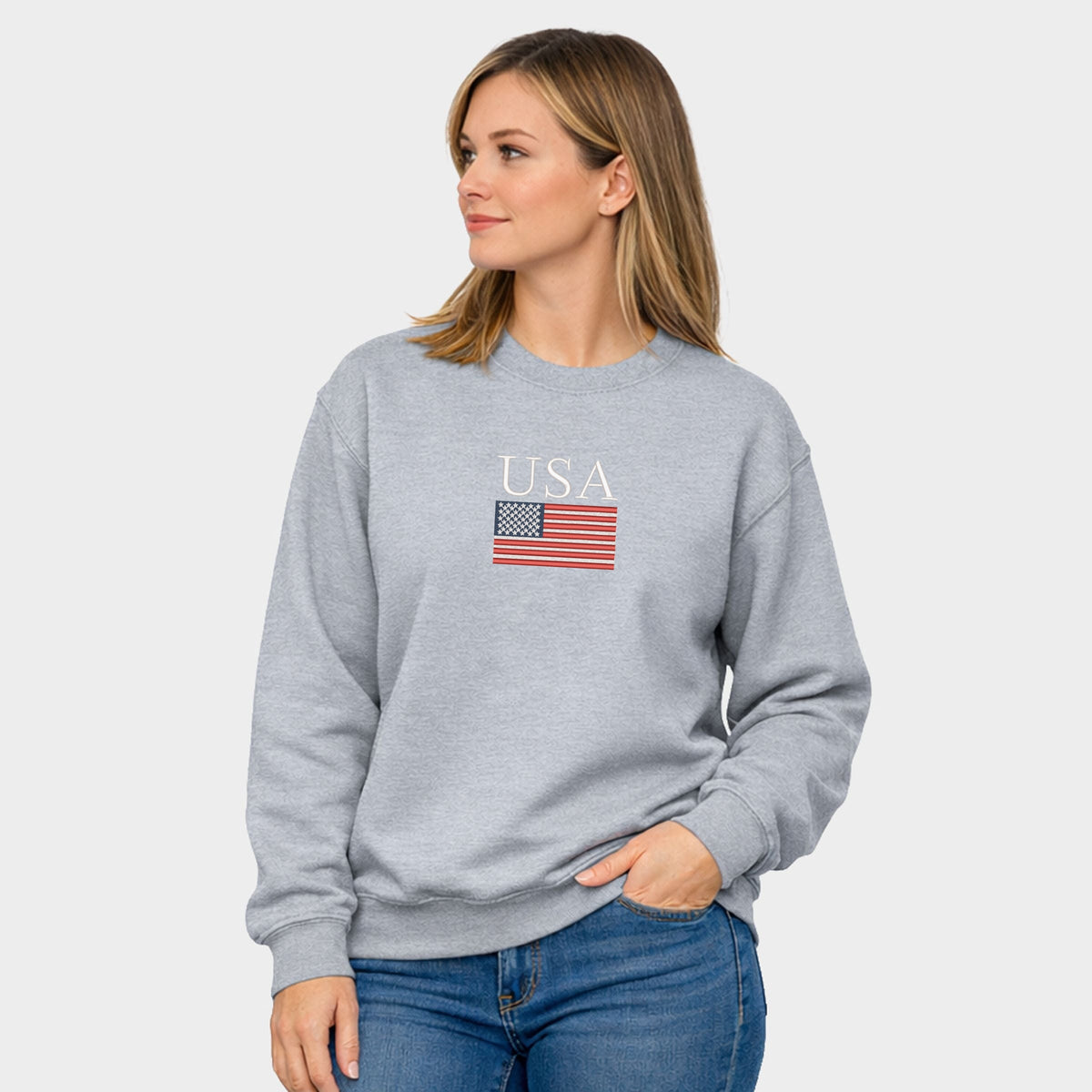 Embroidered USA Flag - Women's Graphic Sweatshirt