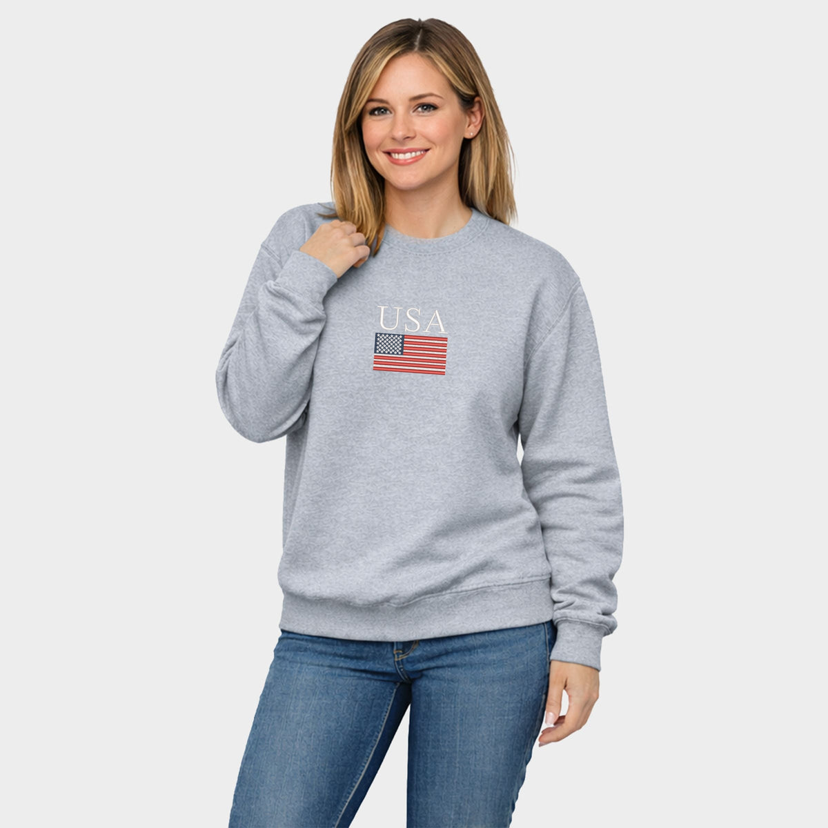 Embroidered USA Flag - Women's Graphic Sweatshirt