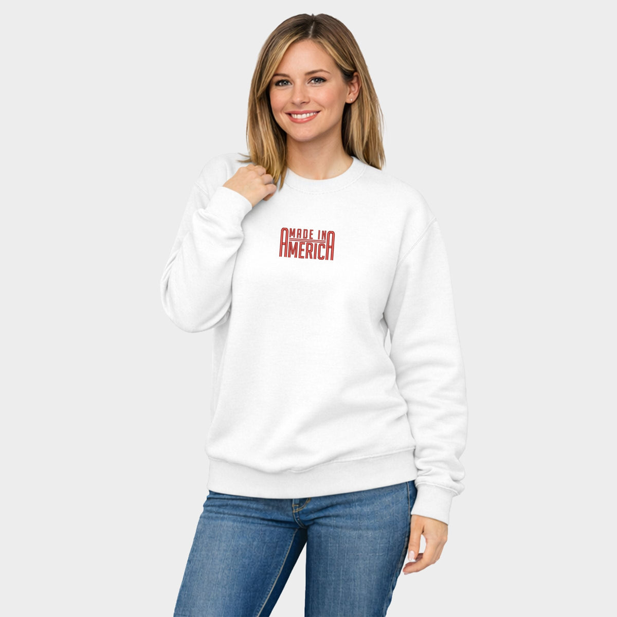 Embroidered Made In America Rounded - Women's Graphic Sweatshirt