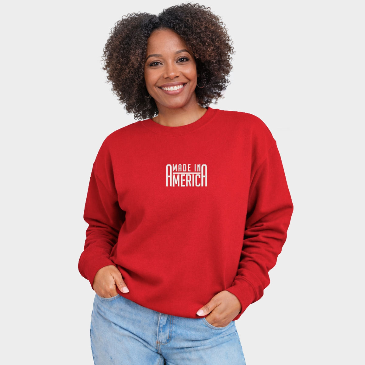 Embroidered Made In America Rounded - Women's Graphic Sweatshirt