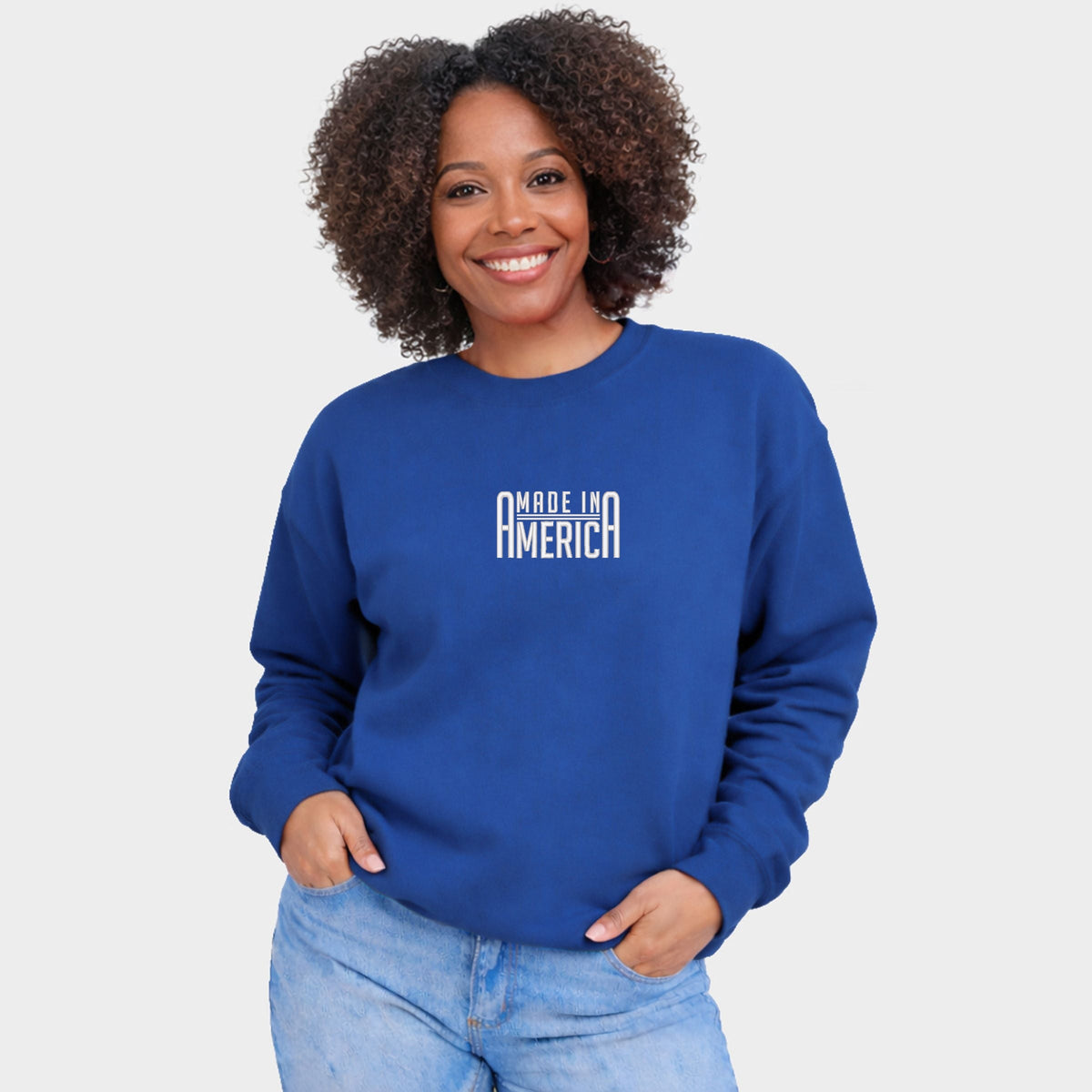 Embroidered Made In America Rounded - Women's Graphic Sweatshirt