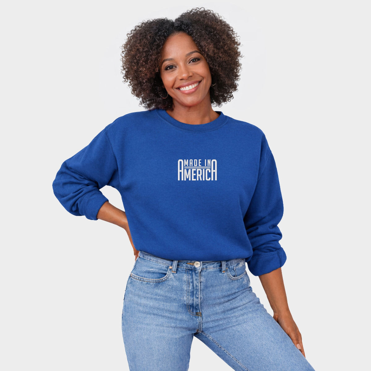 Embroidered Made In America Rounded - Women's Graphic Sweatshirt