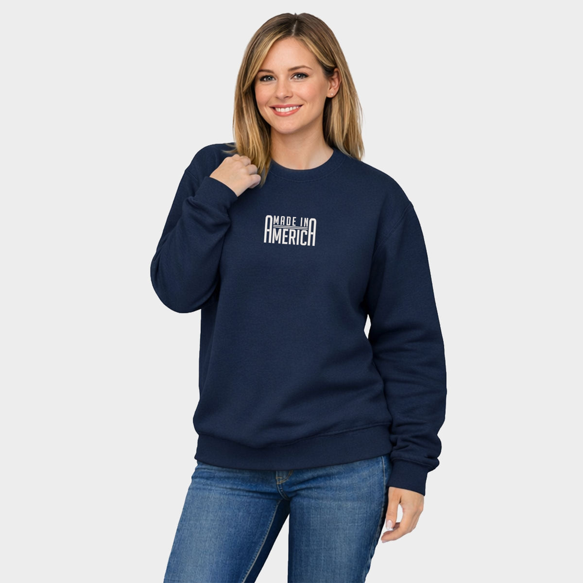 Embroidered Made In America Rounded - Women's Graphic Sweatshirt