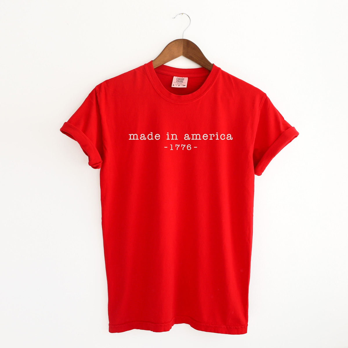 Embroidered Made In America 1776 - Women's Garment Dyed Graphic T-Shirt