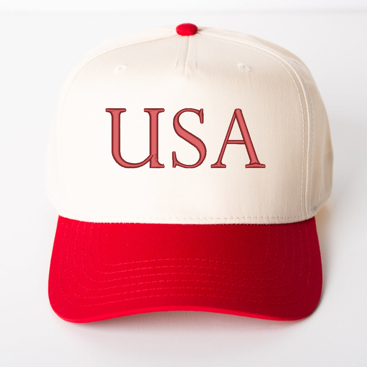 Embroidered USA Letters - Women's Canvas Trucker Hat