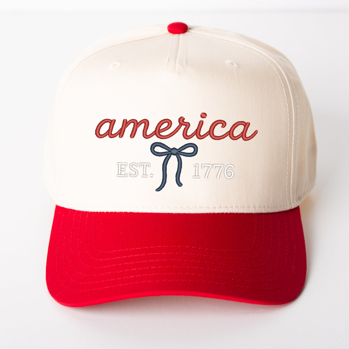 Cursive America Bow - Women's Canvas Trucker Hat