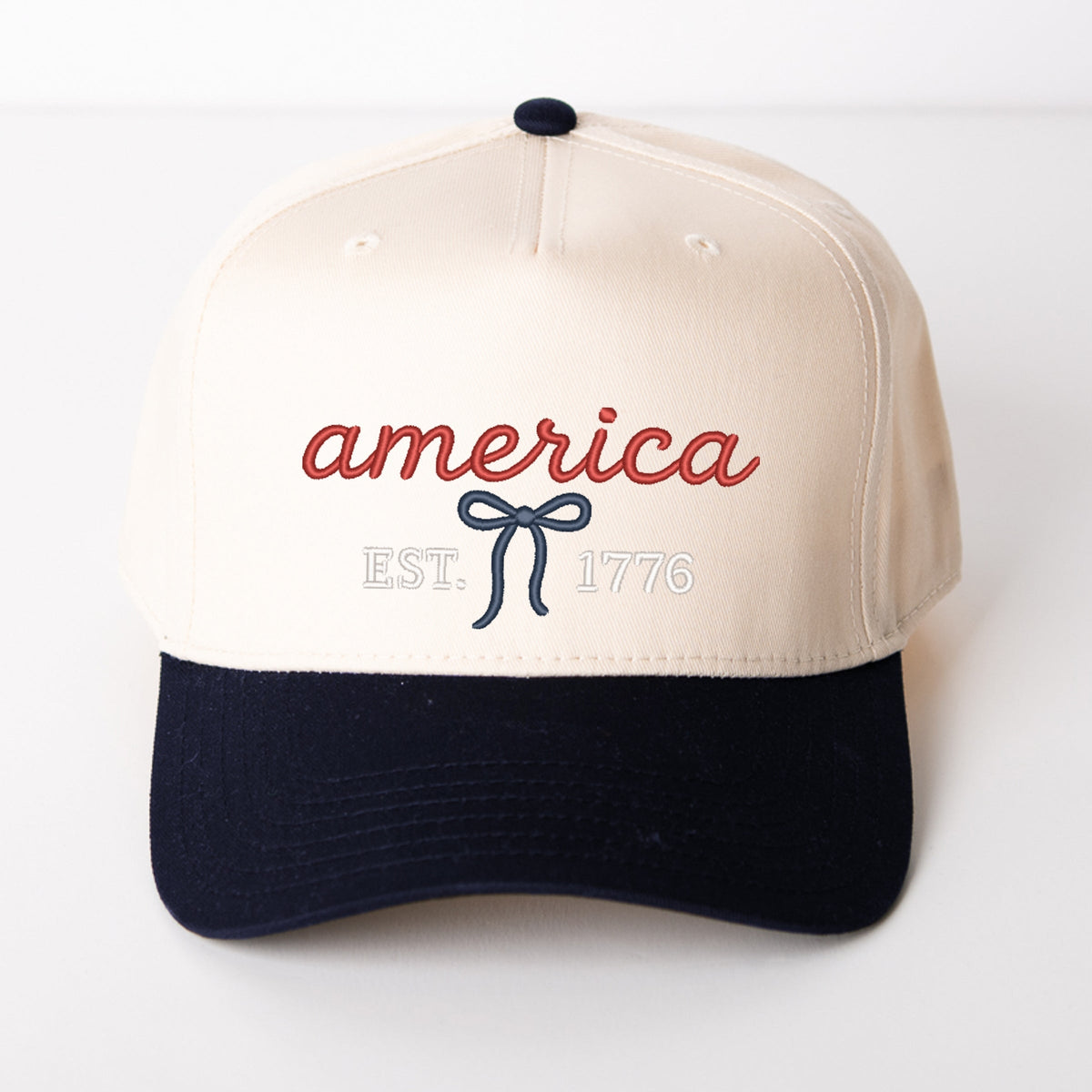 Cursive America Bow - Women's Canvas Trucker Hat