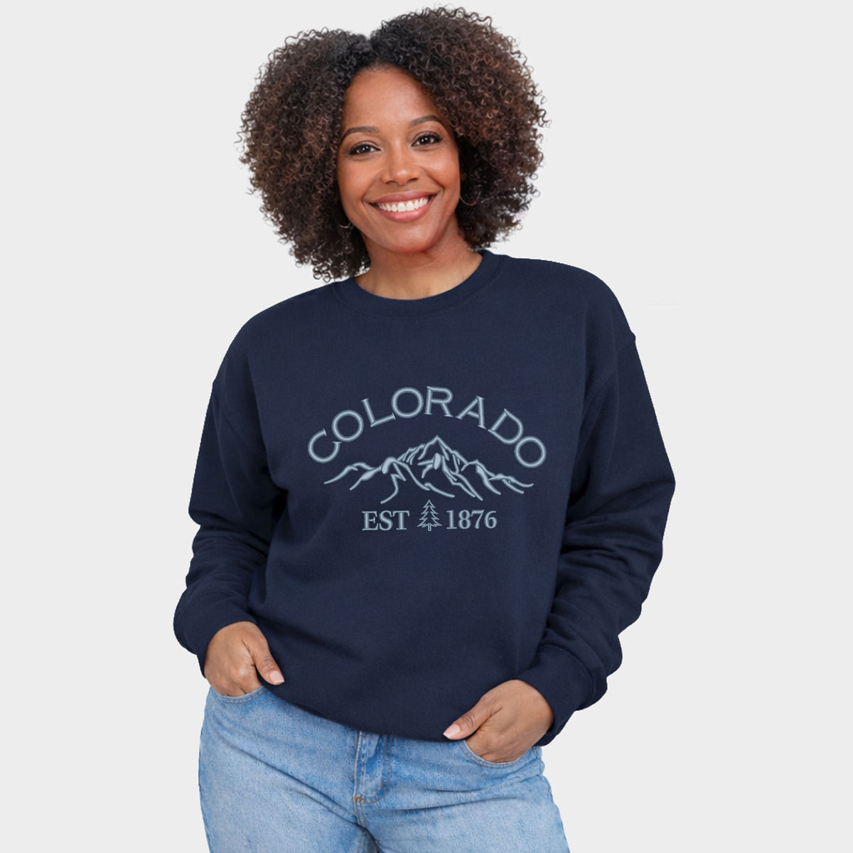 Embroidered Colorado Mountains - Women's Graphic Sweatshirt