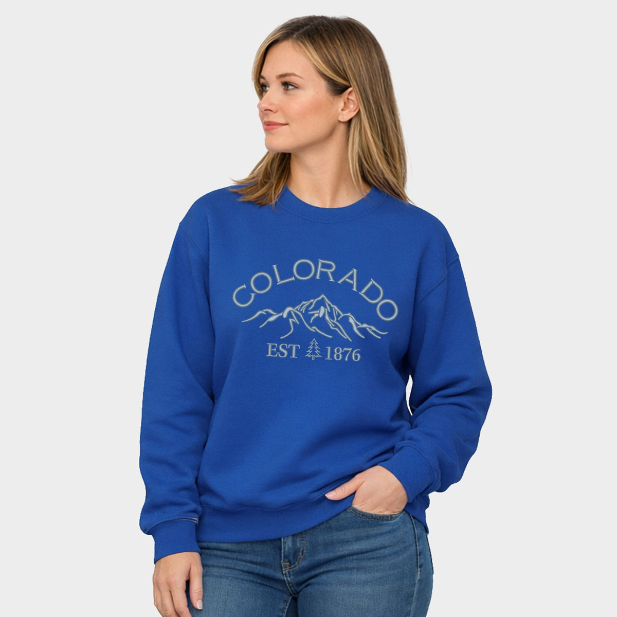 Embroidered Colorado Mountains - Women's Graphic Sweatshirt