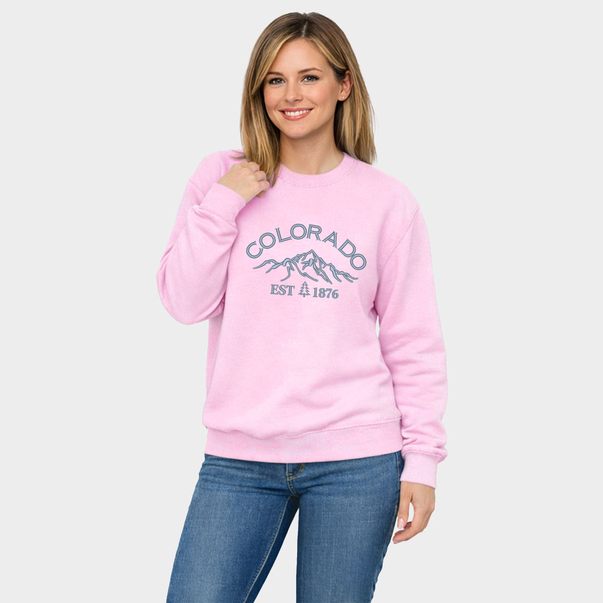 Embroidered Colorado Mountains - Women's Graphic Sweatshirt