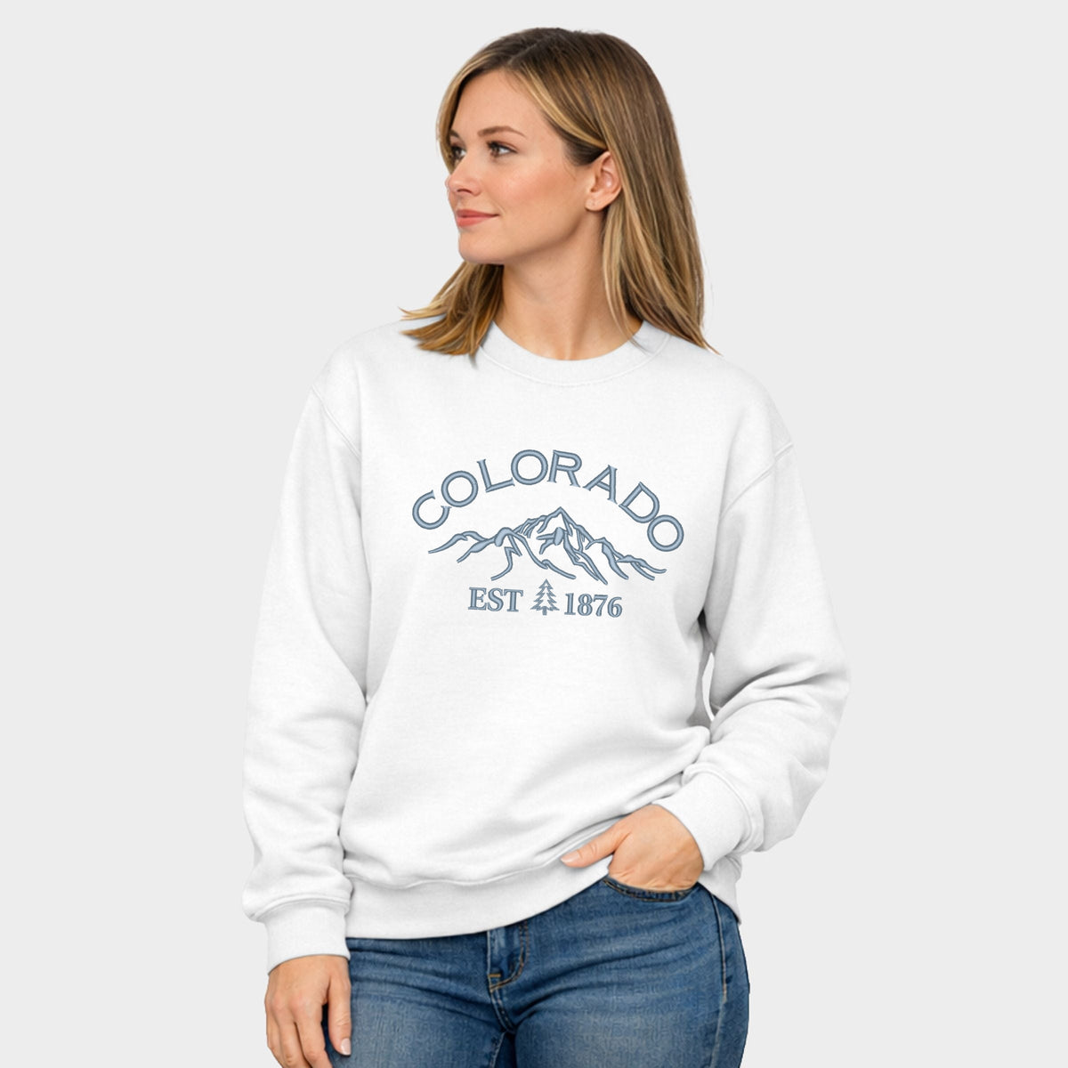 Embroidered Colorado Mountains - Women's Graphic Sweatshirt