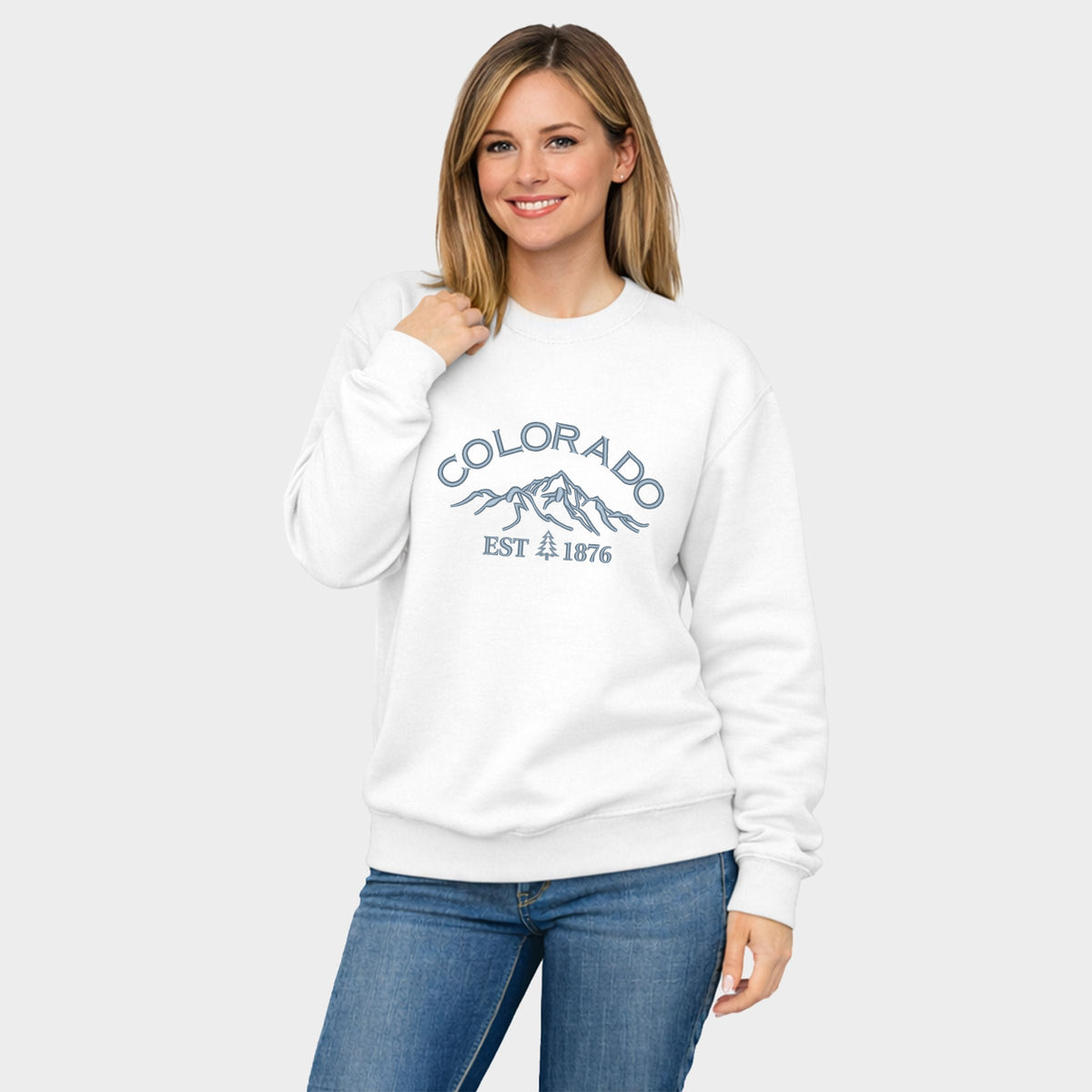 Embroidered Colorado Mountains - Women's Graphic Sweatshirt