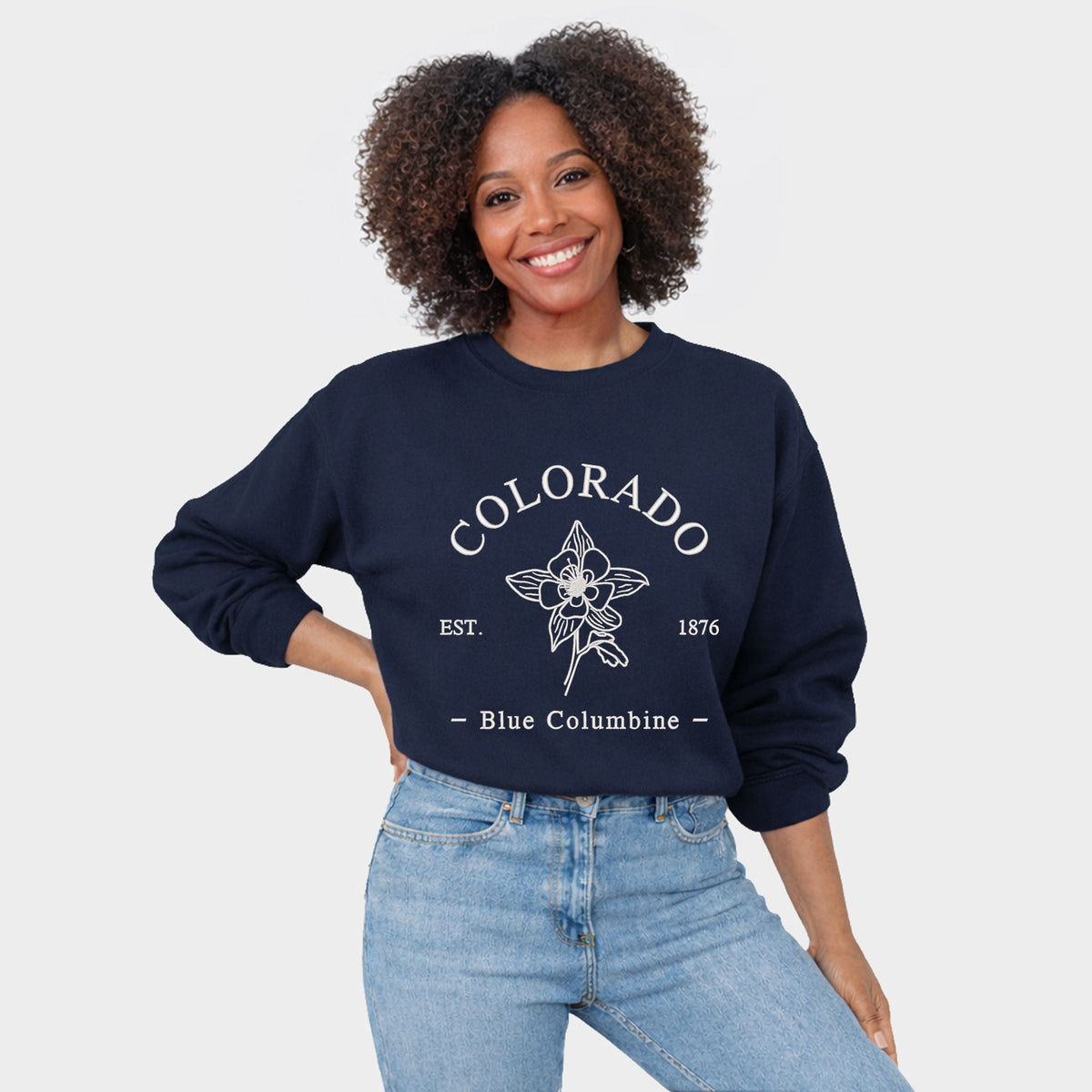 Embroidered Colorado Flower - Women's Graphic Sweatshirt