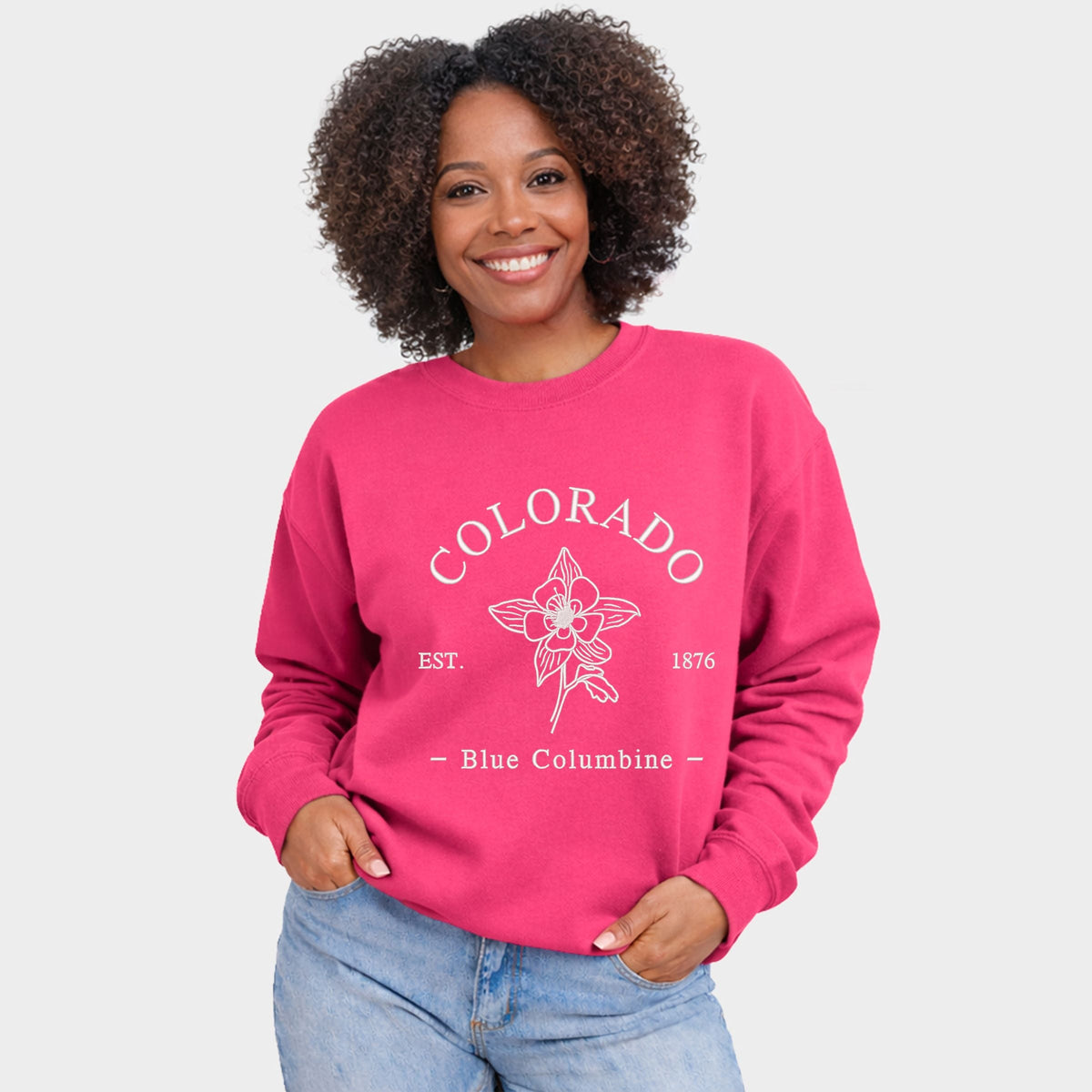 Embroidered Colorado Flower - Women's Graphic Sweatshirt
