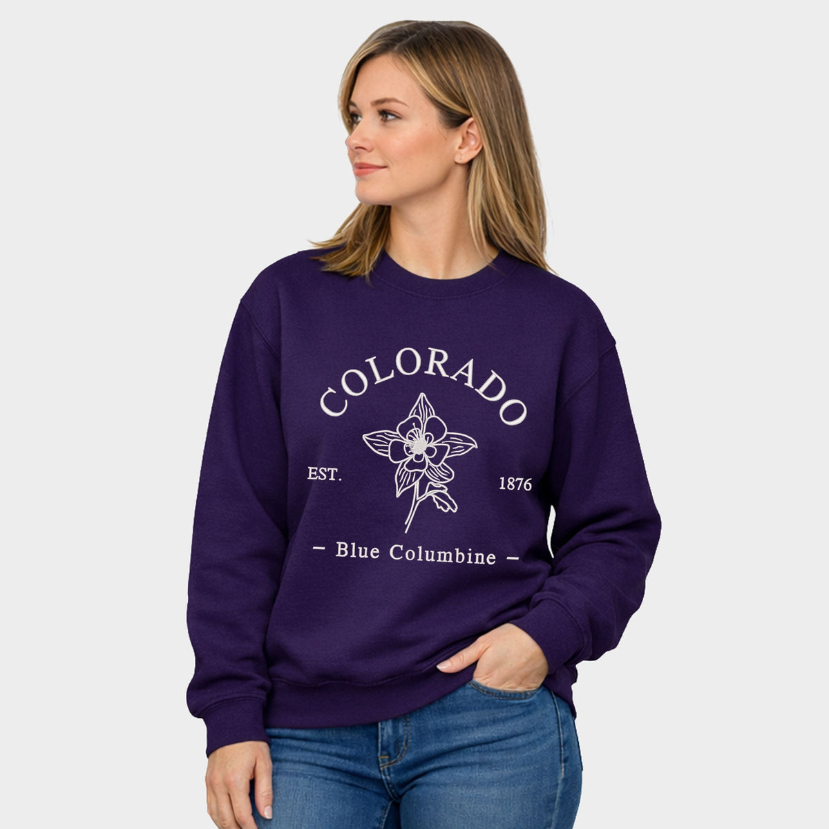 Embroidered Colorado Flower - Women's Graphic Sweatshirt
