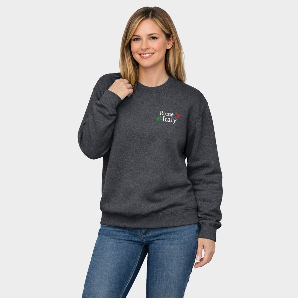 Embroidered Rome Italy Stars -  Women's Graphic Sweatshirt