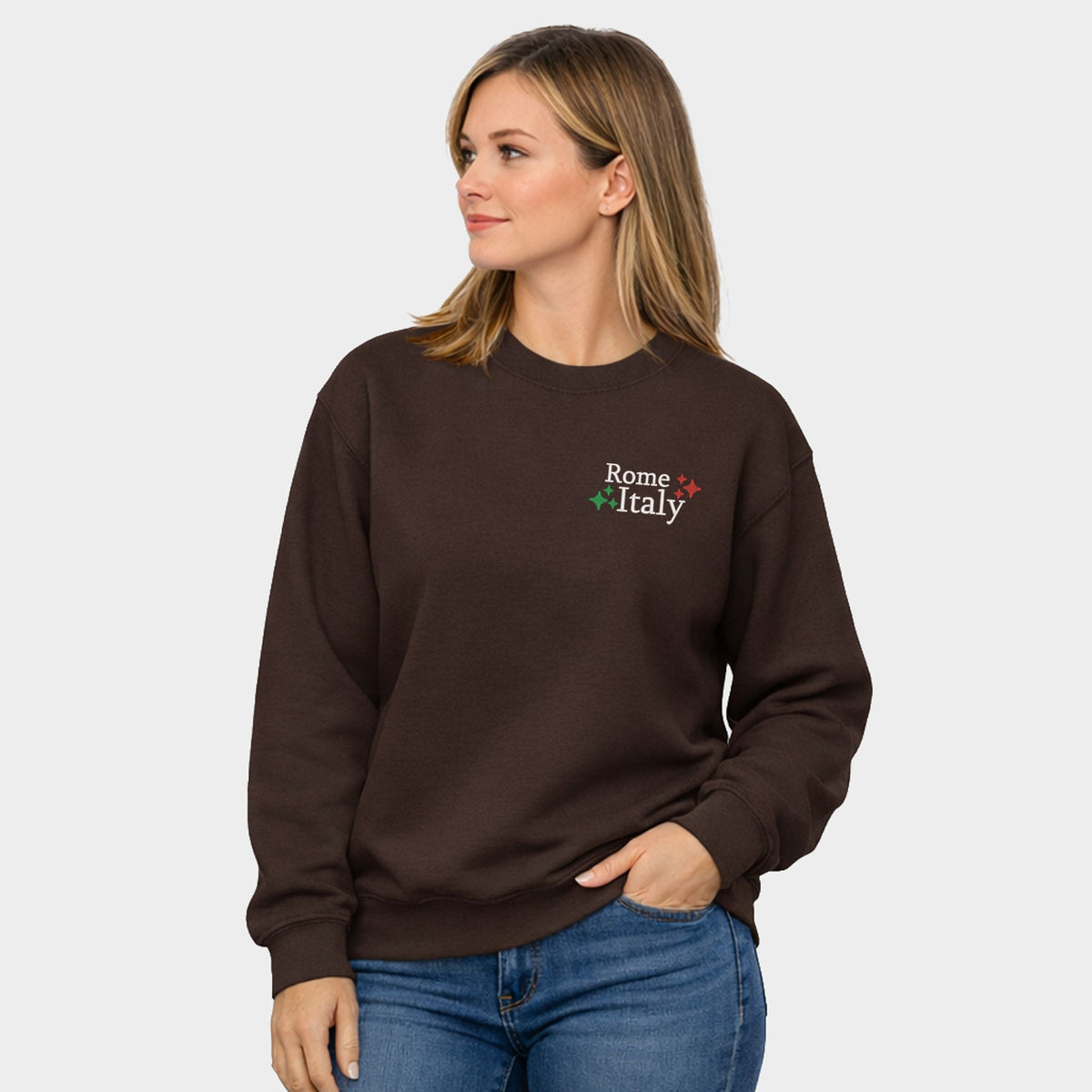 Embroidered Rome Italy Stars -  Women's Graphic Sweatshirt